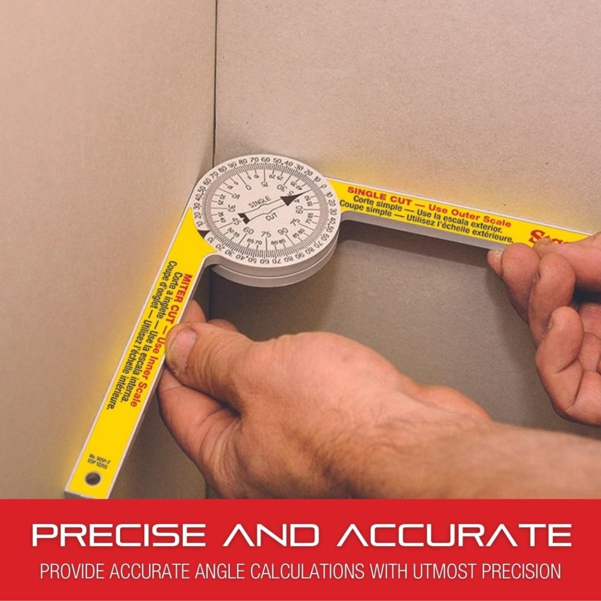 Starrett ProSite Miter Protractor angle finder with two laser-engraved scales, featuring a compact design for precise angle measurement.
