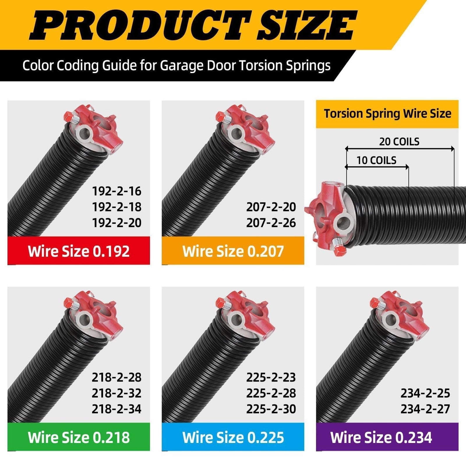 Jecoupoon garage door torsion springs set with non-slip winding bars, pair of 2-inch garage door torsion springs for repair.