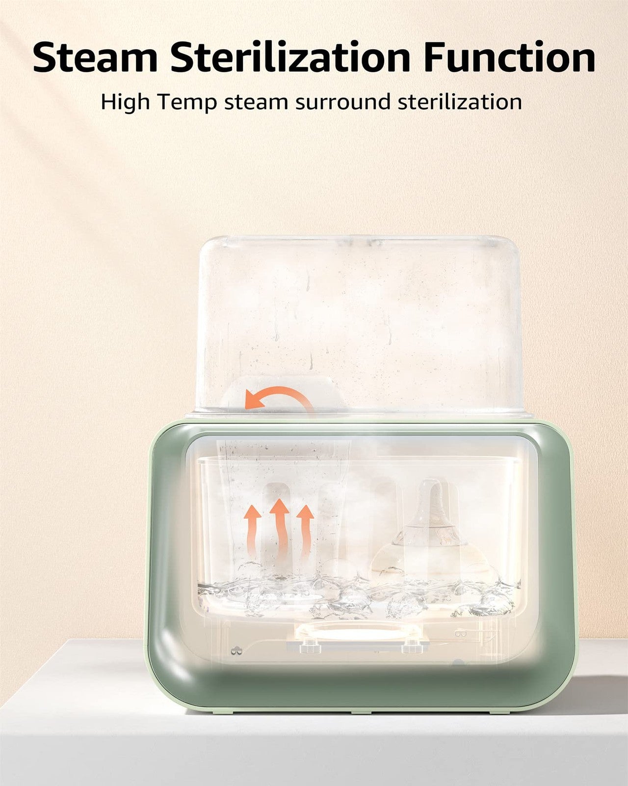 GROWNSY Baby Bottle Warmer 8-in-1 milk warmer with timer for breastmilk or formula, fitting various bottle sizes.