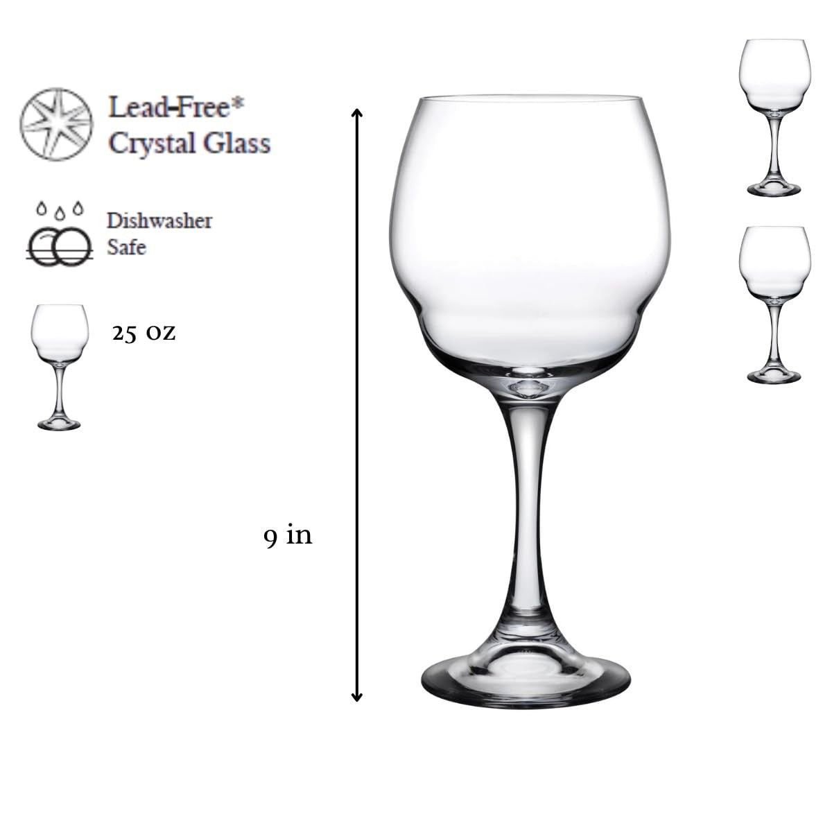 Pair of Nude Glass Nude Red wine glasses with long stems and large bowls, clear crystal craftsmanship, set of 2.