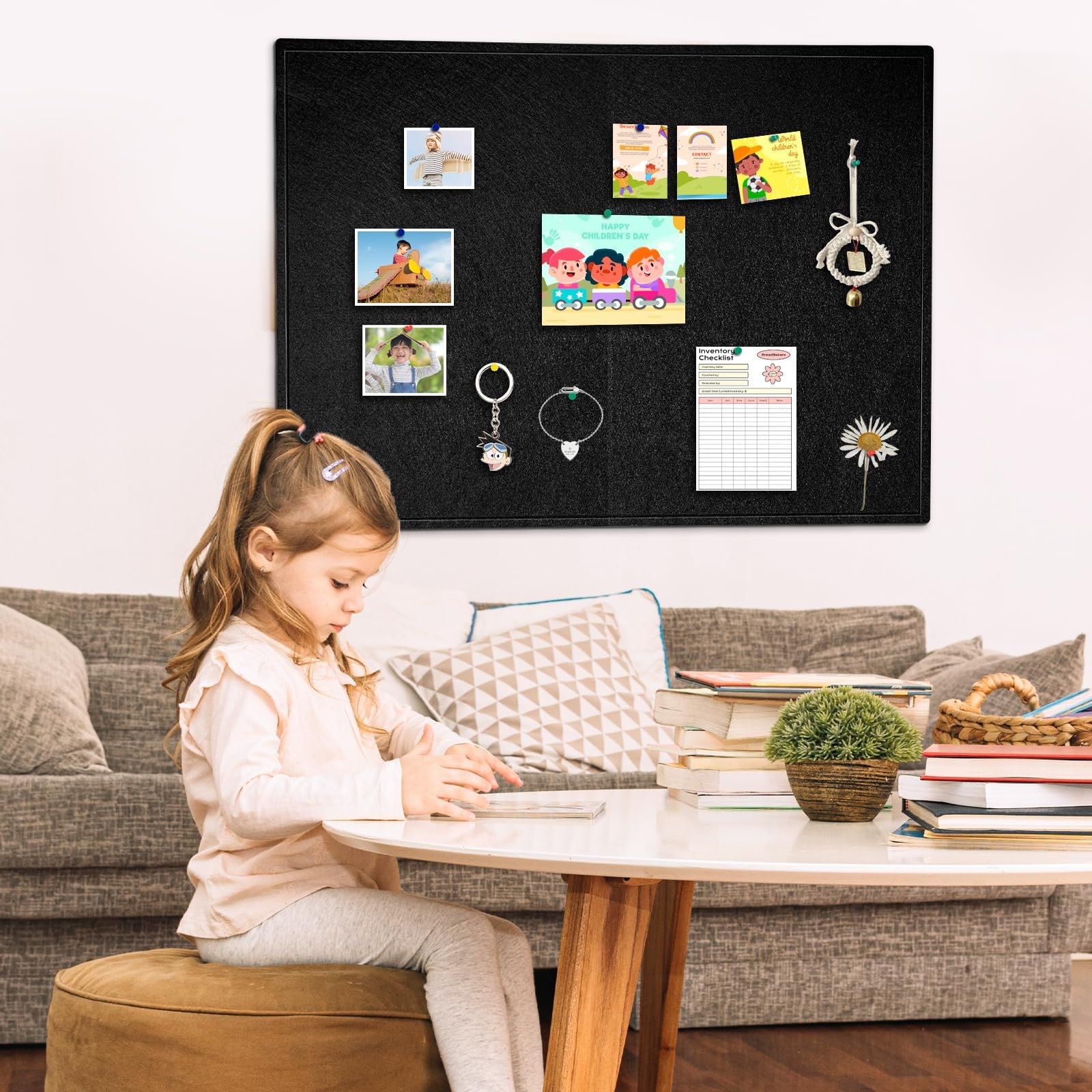 Dollar Boss large foldable felt cork bulletin board, 60x36 inches, decorative office or classroom cork and felt display board.