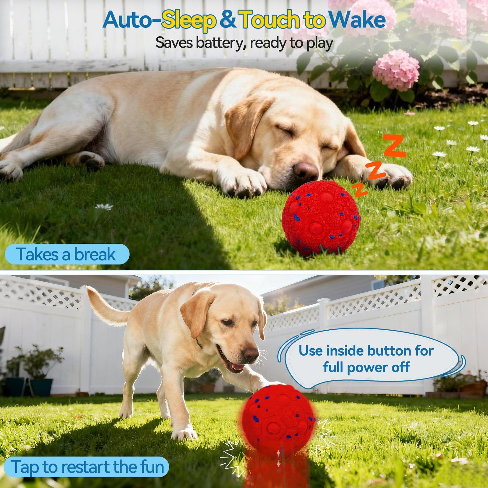 Newget interactive dog toy ball with remote, featuring three smart moving modes for engaging playtime with dogs.