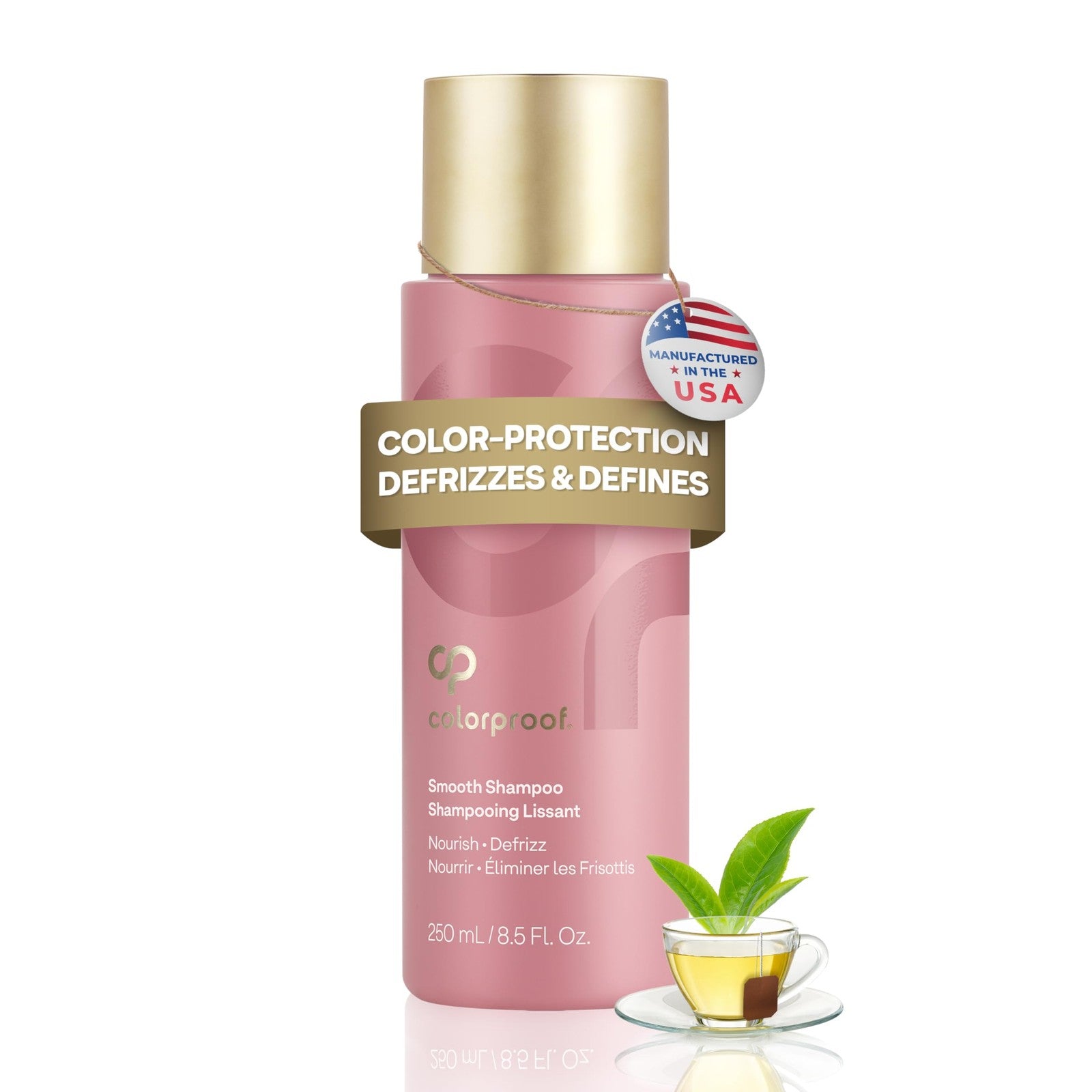 ColorProof Smooth Shampoo 8.5 oz bottle with a sleek design, featuring a pump dispenser and clean label.