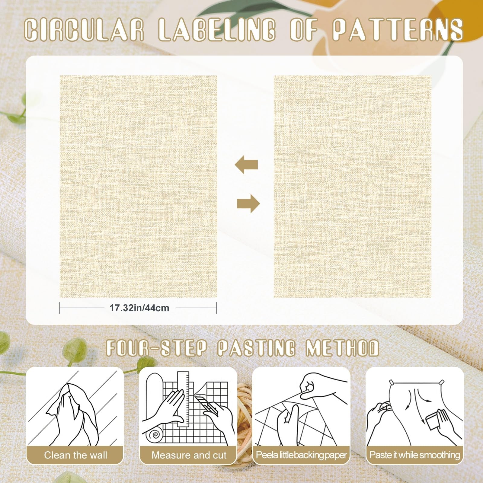 Amiya Grasscloth Cream Wallpaper peel and stick beige faux fabric linen textured contact paper shown in a close-up view.