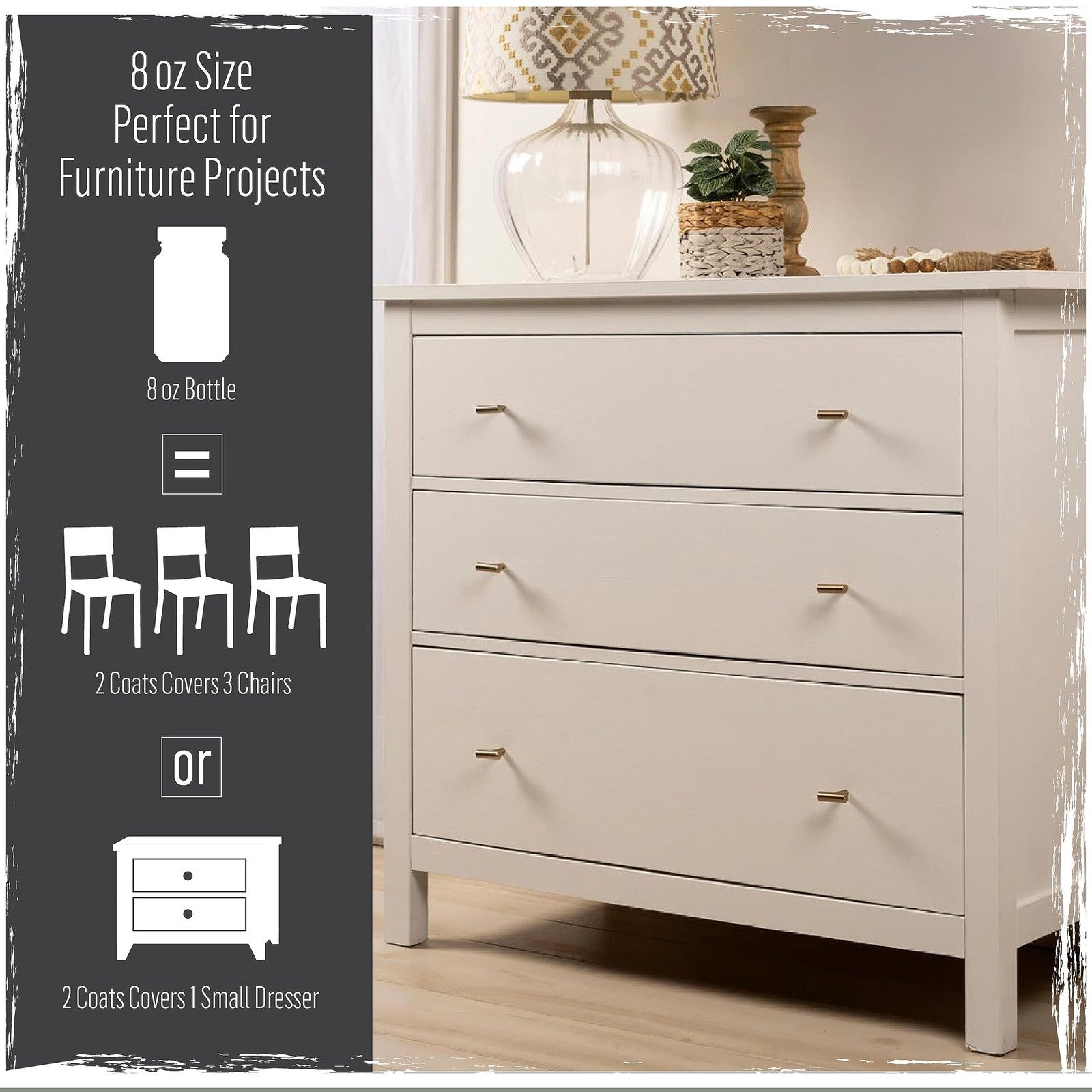 FolkArt Home Décor Chalk 8 fl oz white and tan kit with two ultra matte acrylic paints, shown in a craft workspace setting