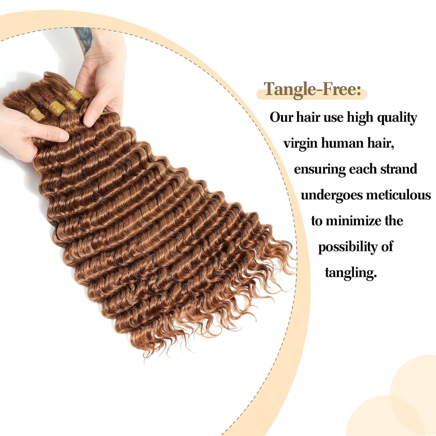 Leruikair Color 30 dark brown deep wave human braiding hair bulk, 50g bundle, with natural deep wave texture and rich dark brown tone