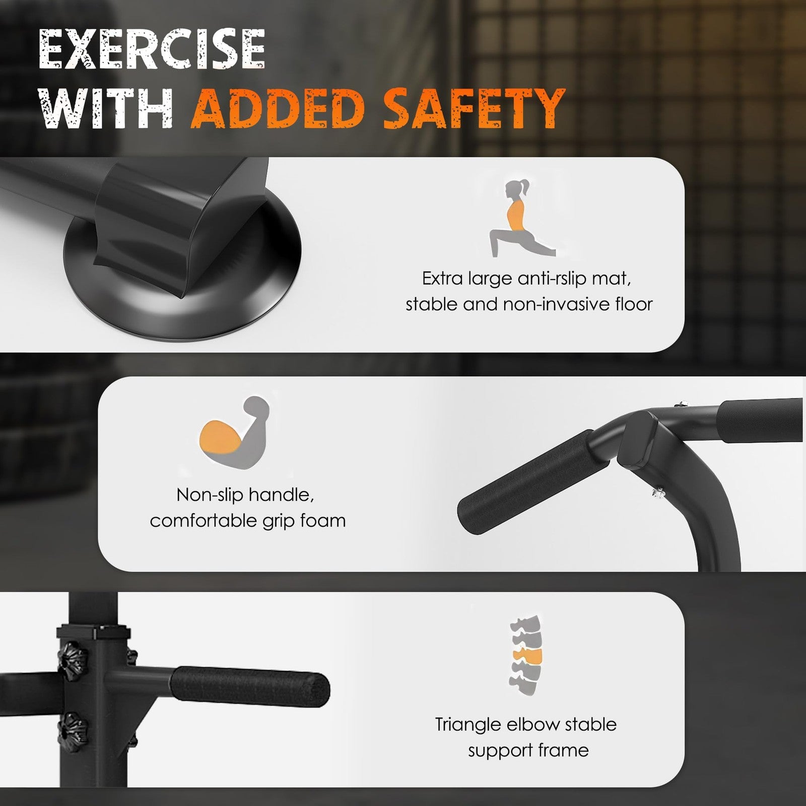SogesHome Power Tower pull-up bar and dip station with adjustable height for strength training and upper body workouts.