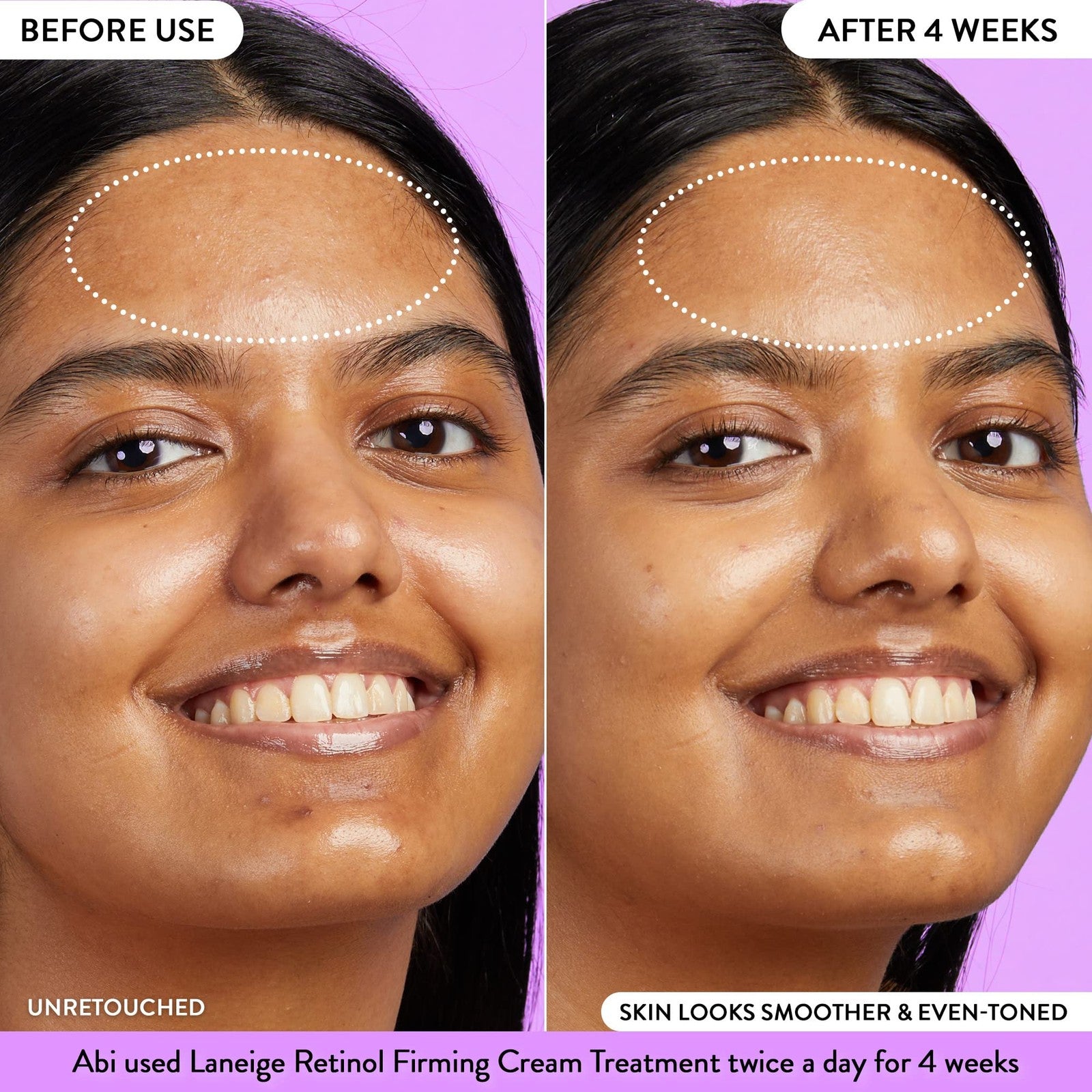 Laneige Retinol Firming Cream Treatment jar showing the anti-aging moisturizer with a smooth, creamy texture and clean packaging design.