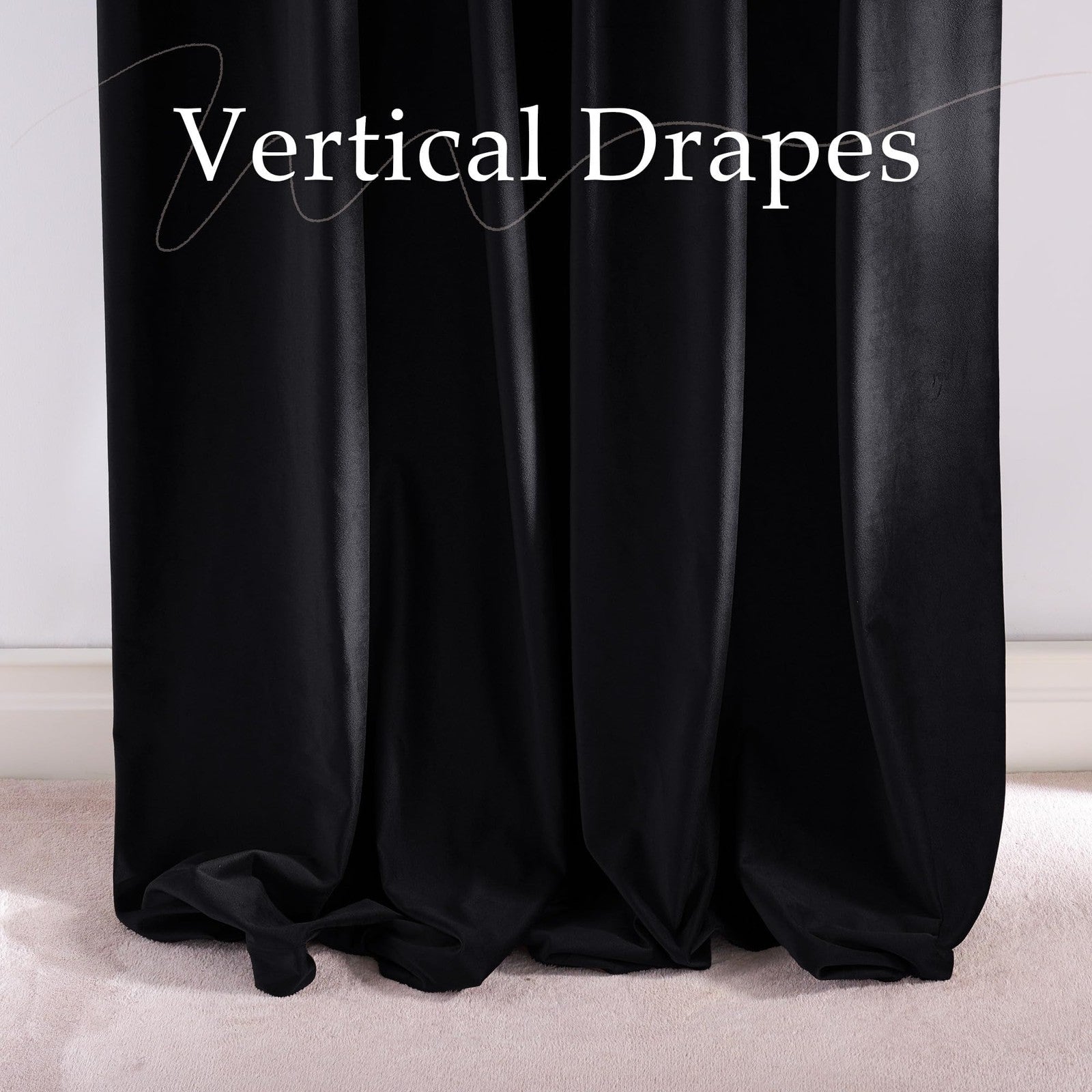 NICETOWN black velvet blackout curtains, 90-inch long, gothic home decor thermal drapes, showcasing plush fabric and elegant design.