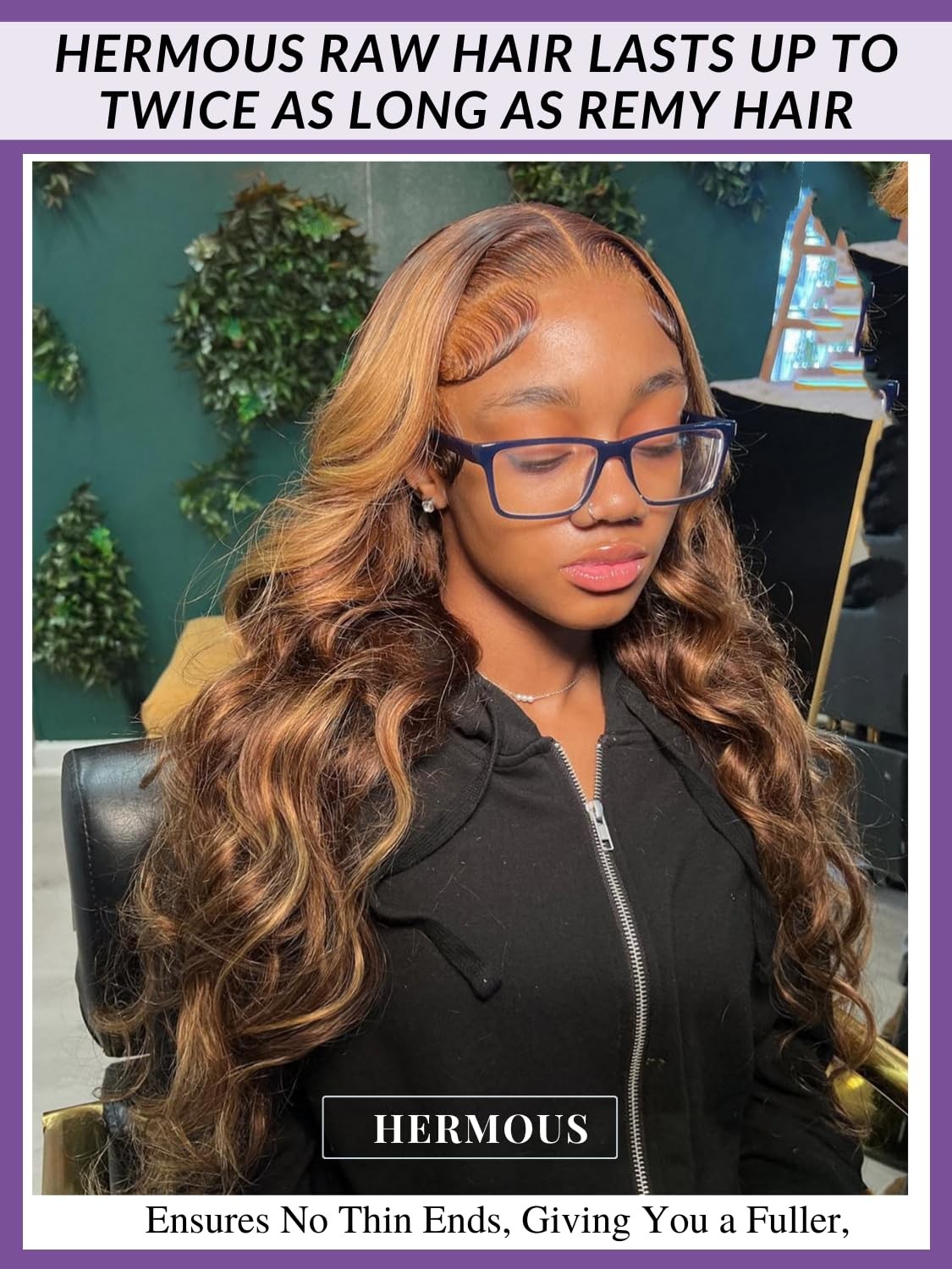 HERMOUS 13A double drawn honey blonde highlight thick body wave human hair bundles, showcasing shiny, full, and textured hair.