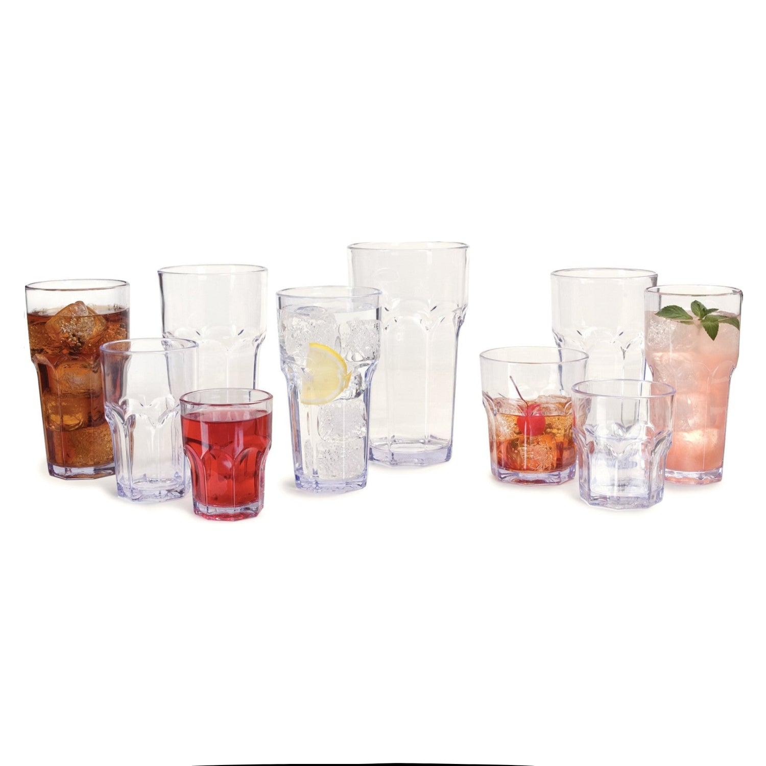 Carlisle Foodservice Products Louis tall tumbler for restaurant and catering use, clear plastic drinking glass with a smooth rim