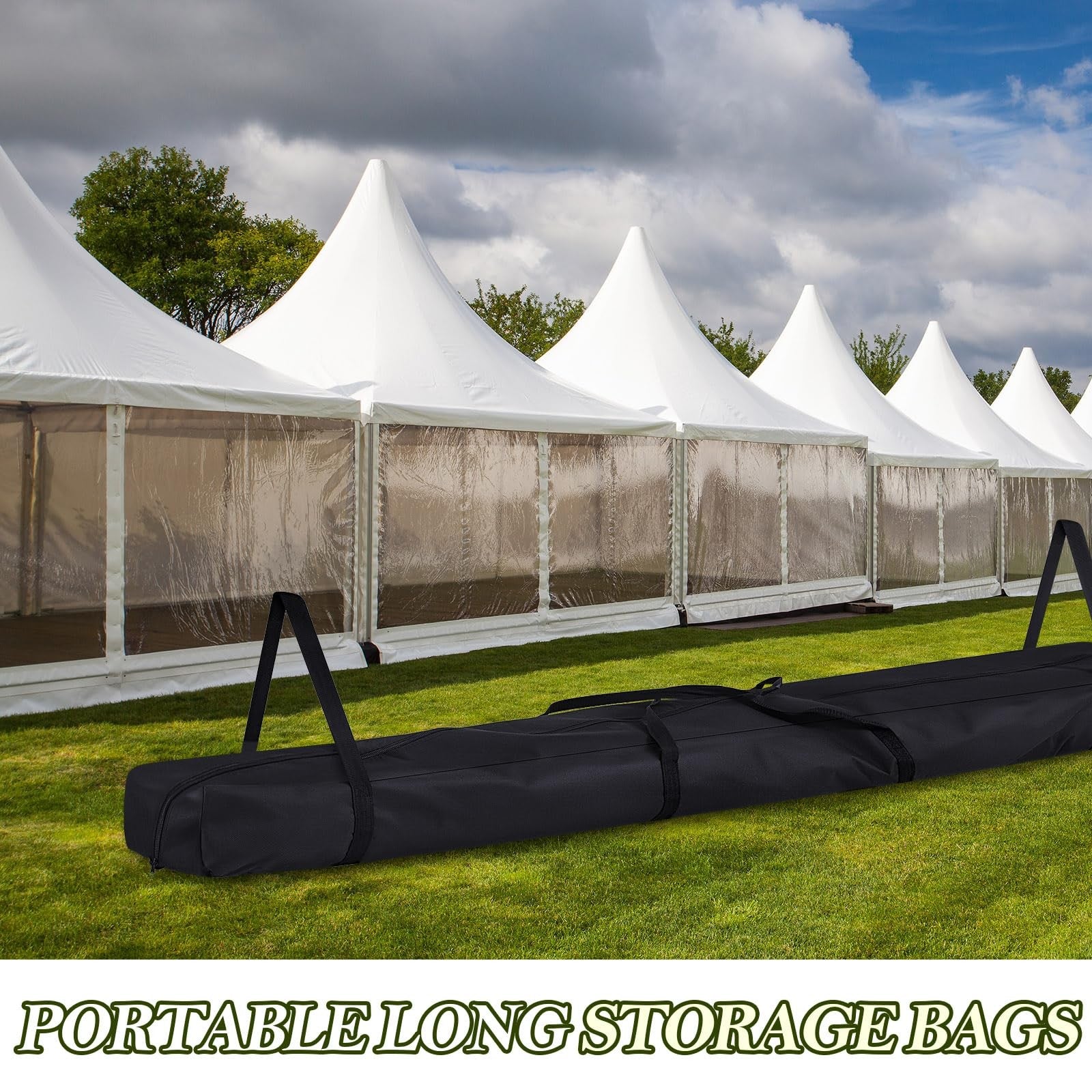 Vincreem tent poles bag for party tent storage, portable Oxford fabric with handles for easy carrying and organization.