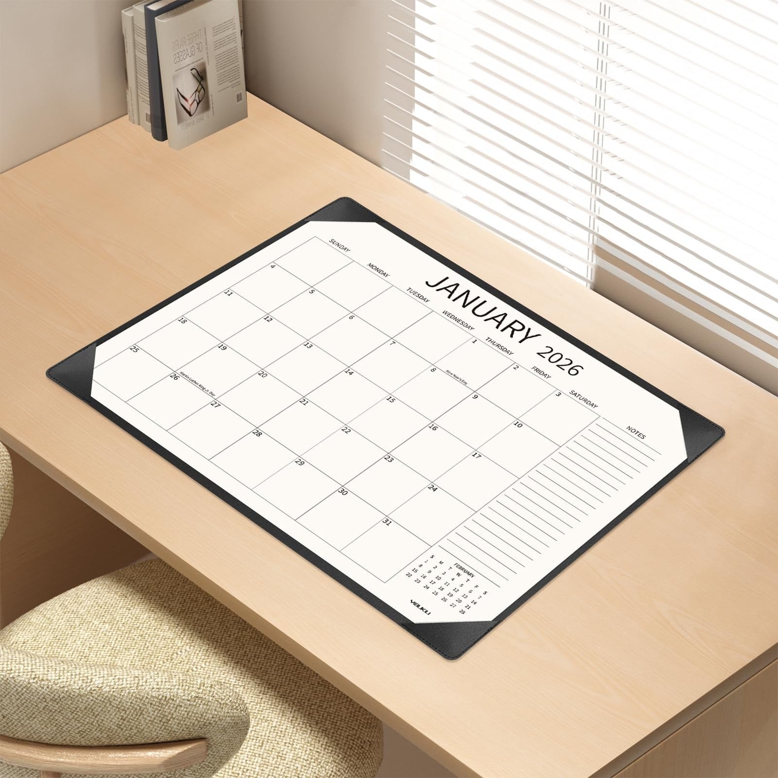 YIBUKIU Desk Calendar 2026-2027 large 22x17 inches January to June 2027, 18 months, featuring monthly pages and design