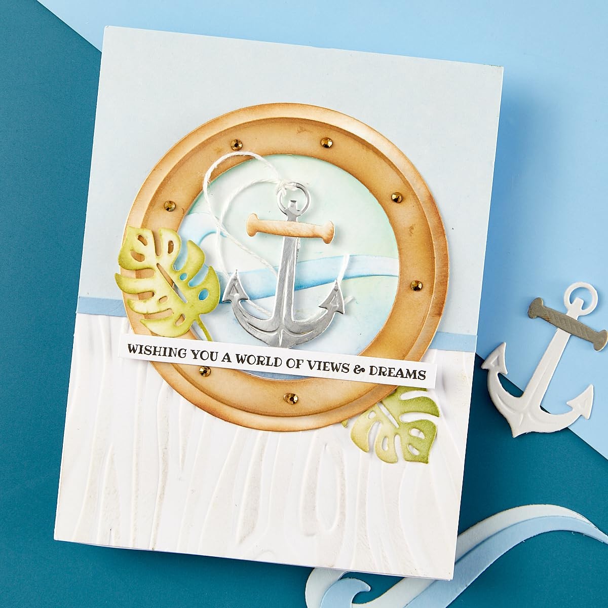 Spellbinders Coastal Escape View Etched Dies from The Windows with a View set, featuring intricate coastal-themed die designs.