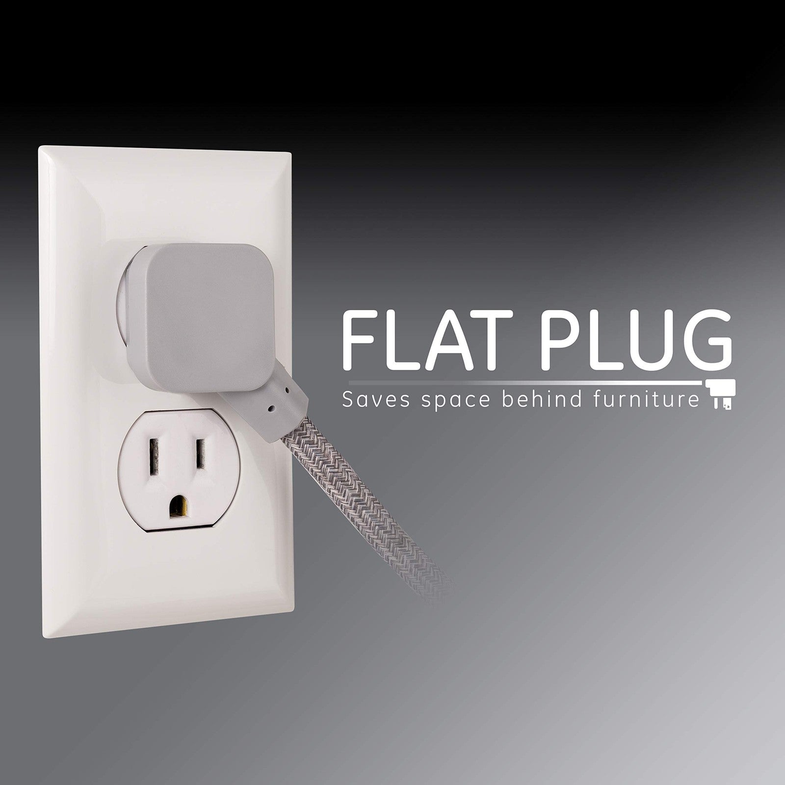 GE Pro 3 Outlet Surge Protector Power Strip with 15 ft braided extension cord, featuring multiple outlets and durable design.