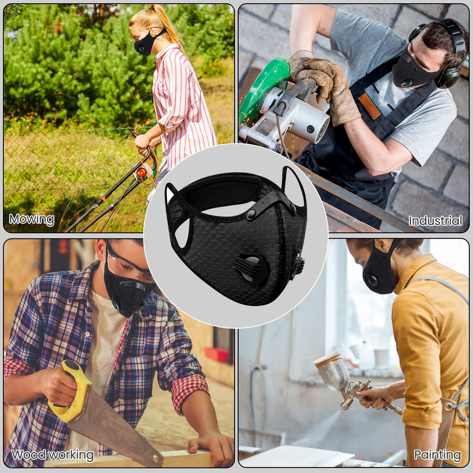 Threlaco 8-piece breathable reusable dust masks with activated carbon filters for respiratory protection and comfort.