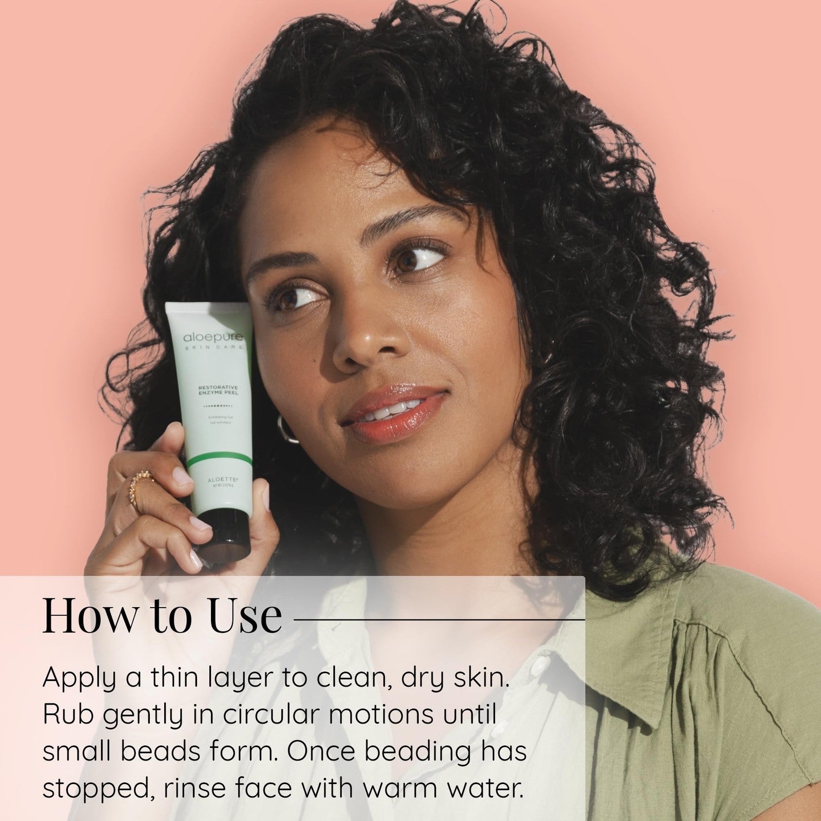Aloette Restorative Enzyme Peel gel in 2 oz tube, showing the facial exfoliating and peeling product with a smooth gel texture.