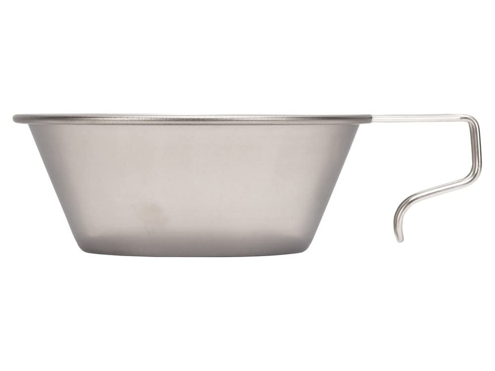 Snow Peak Titanium Sierra Cup, Japanese titanium camping cup with sturdy handle and durable construction for outdoor use