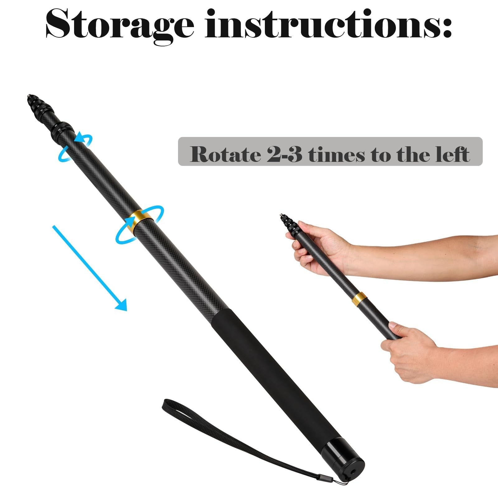 Brave Heart 118-inch invisible carbon fiber selfie stick for Insta360 X5, X4, X3, ONE X2, R, X, GO, showing extended self-recording device