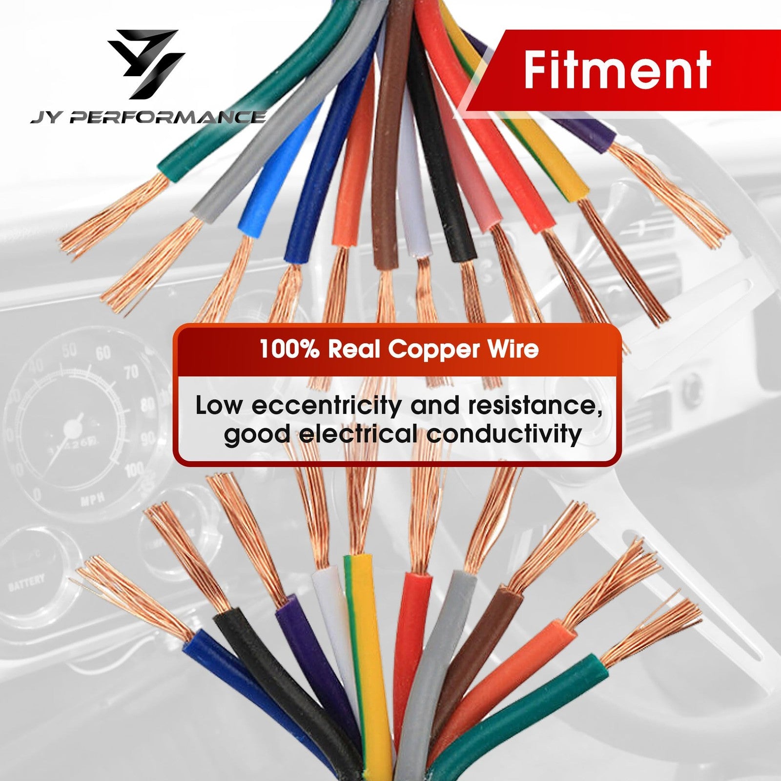 JY PERFORMANCE universal 21 circuit wiring harness kit with extra long wires and standard connectors for automotive electrical projects