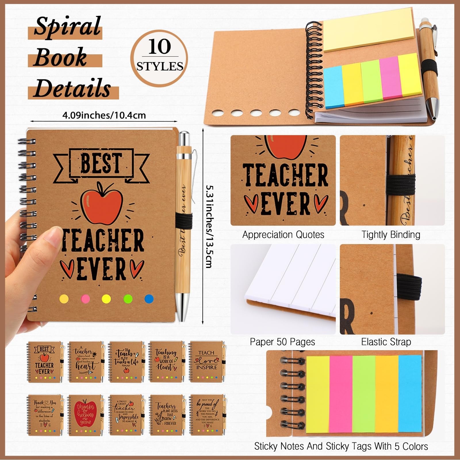 Glenmal Valentine Teacher Appreciation Spiral Notebook with "Thank You" message, featuring colorful cover design and lined pages.