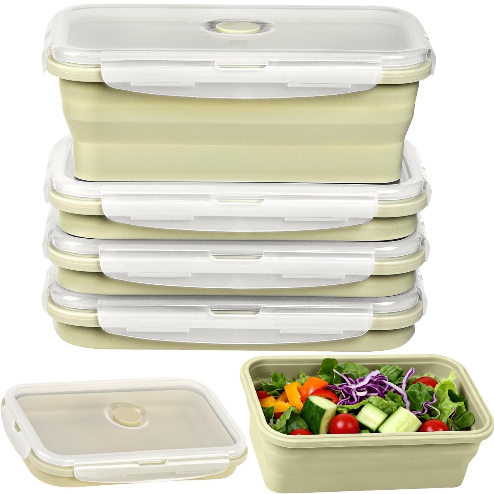 CUISITOOL silicone food storage containers with lids, 4-pack, 40.5oz capacity, ideal for meal prep and food organization.