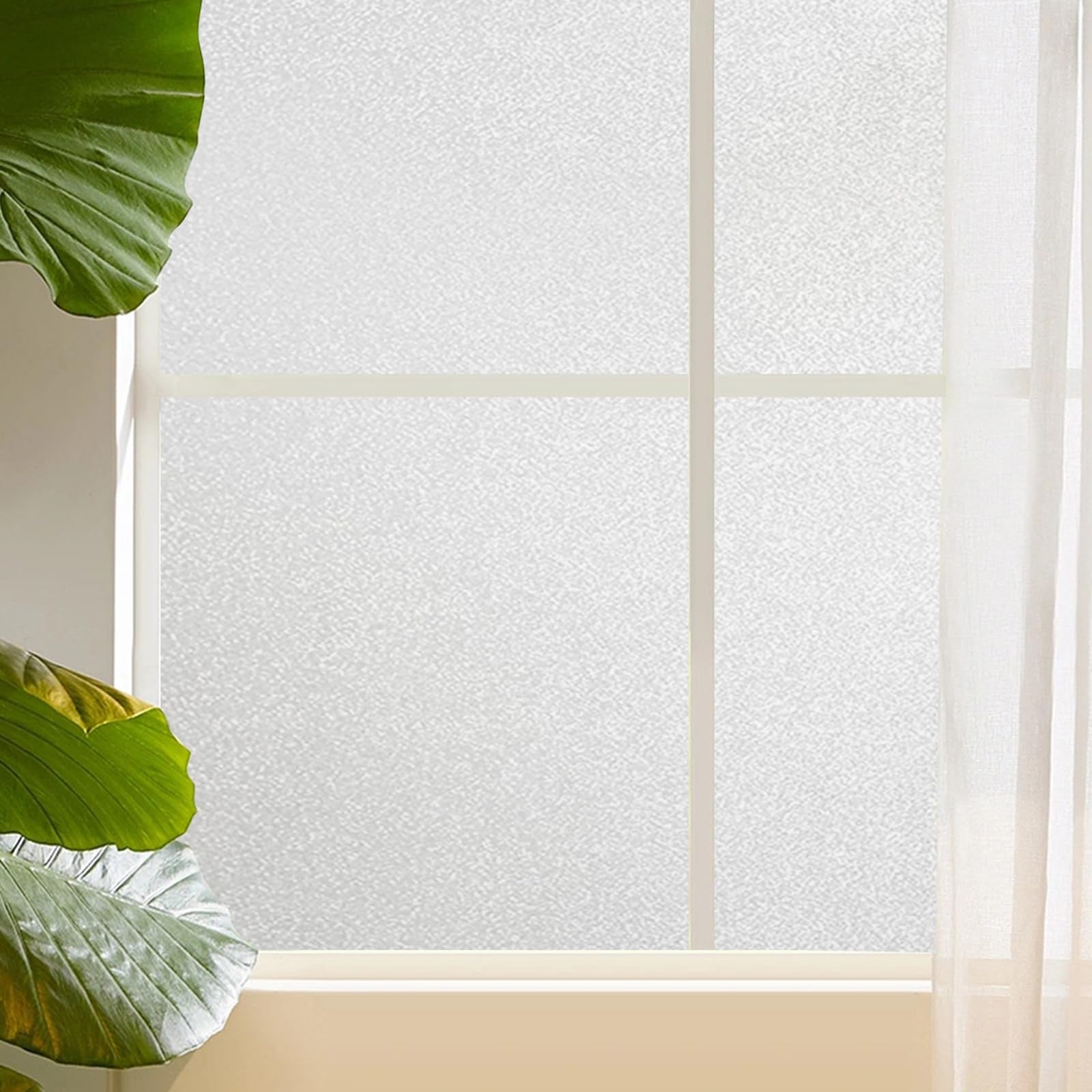 Shackcom frosted glass window film rolls with a 45.2 x 118-inch size, designed for bathroom and window privacy.