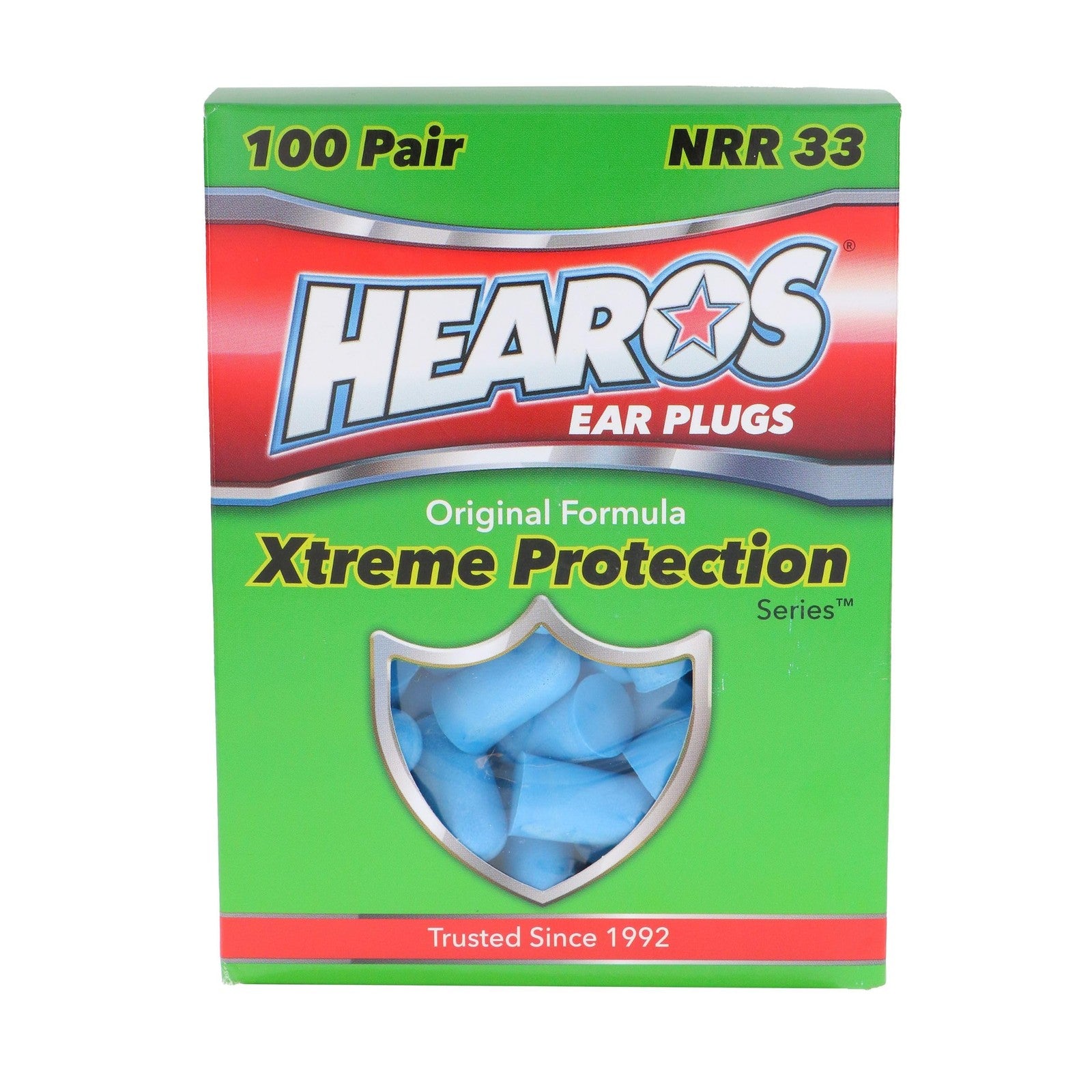 Hearos HEAROS Xtreme Foam Earplugs with 33dB noise reduction, 100 pairs for hearing protection and noise blocking