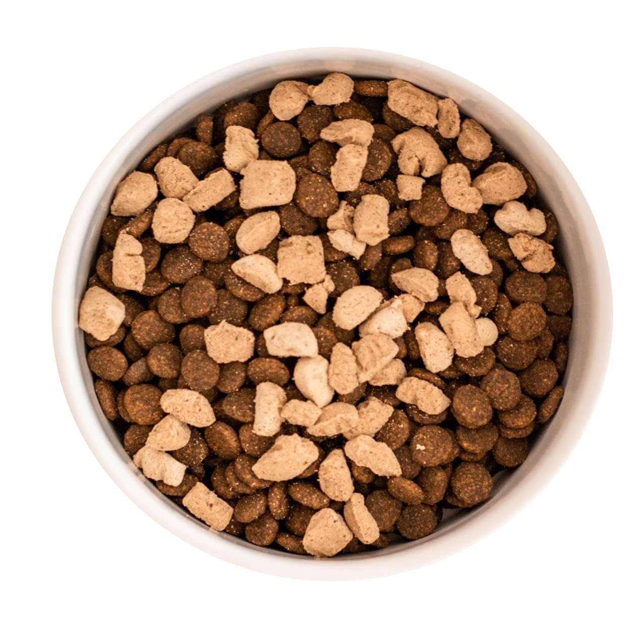 Tender & True Farmers Market Recipe freeze-dried raw dog food in 1 lb. bag showing textured, nutrient-packed raw pet food pieces.