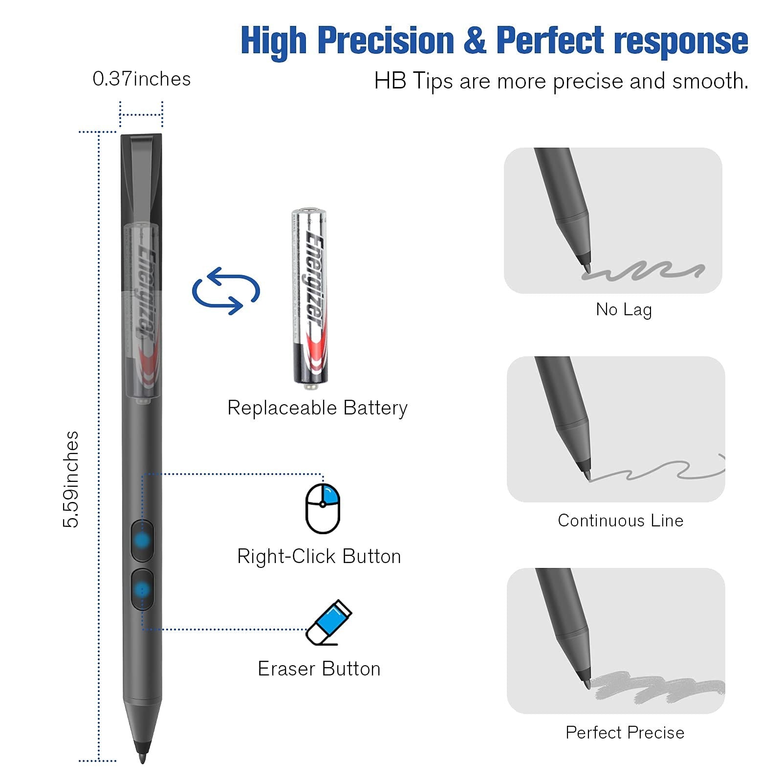 Unbranded Azx Stylus Pen for HP 1024 with pressure sensitivity and long-lasting 2500-hour battery life, suitable for digital drawing.