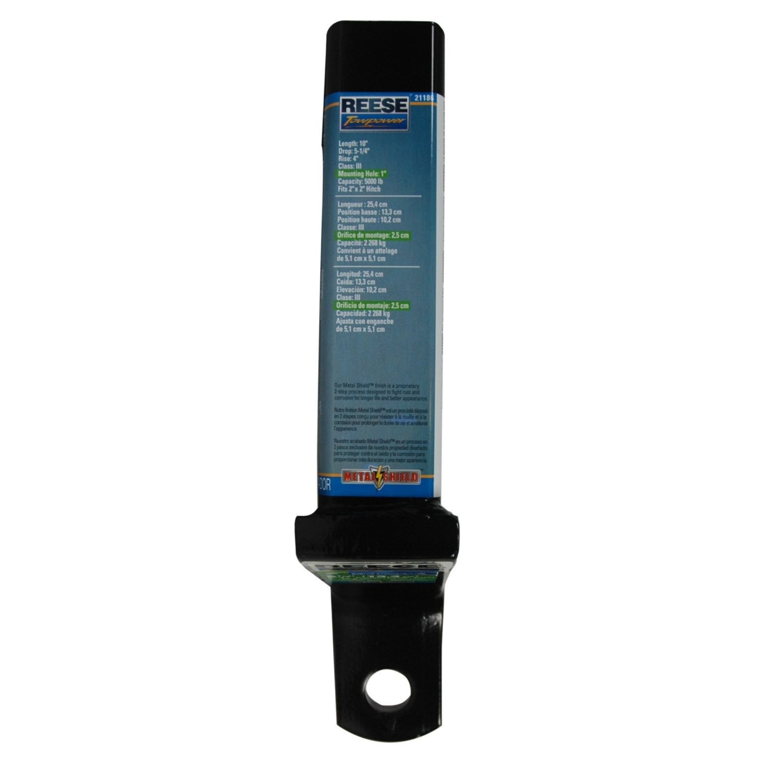 Reese Towpower 21186 quick loading ball mount for trailer hitch, showing the sturdy steel construction and hitch ball attachment.
