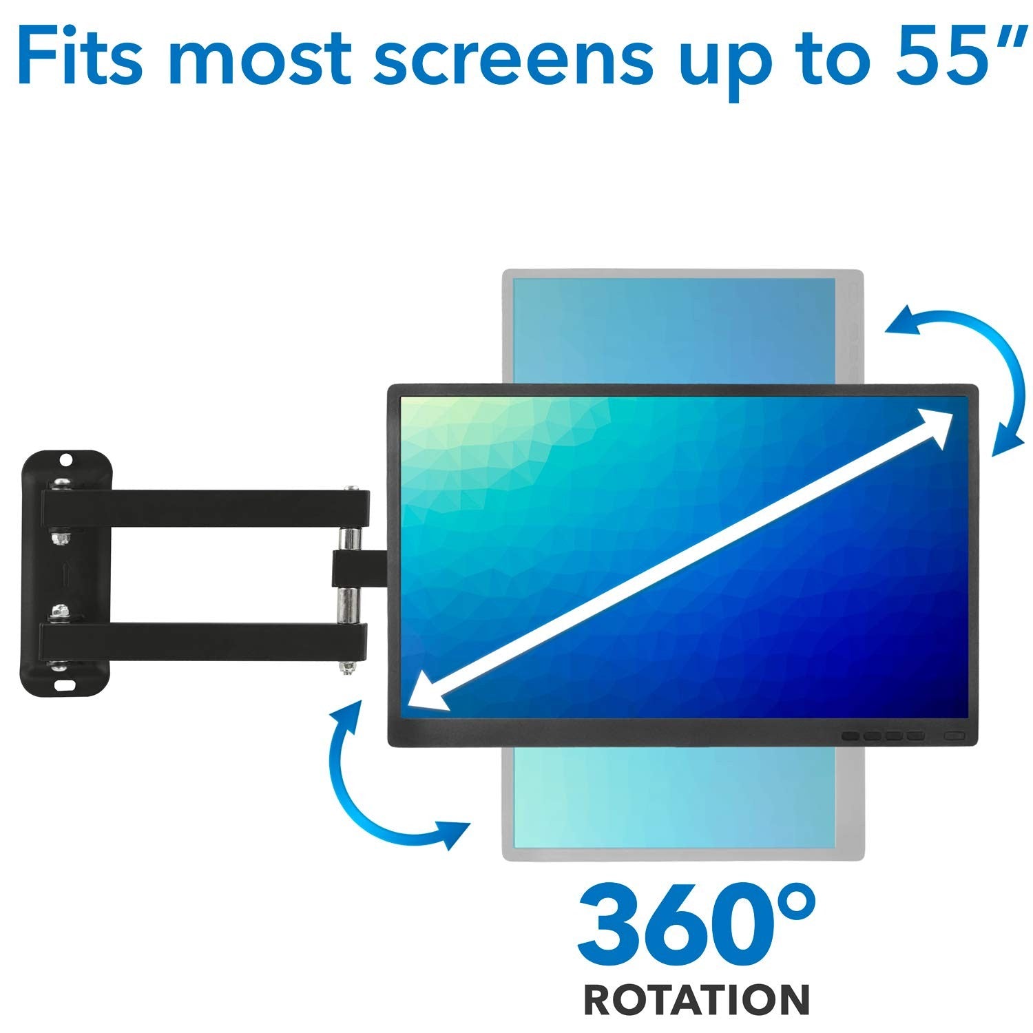 Mount-It! full motion TV wall mount bracket for 23-55 inch LCD and LED 4K TVs with swivel arm and sturdy support