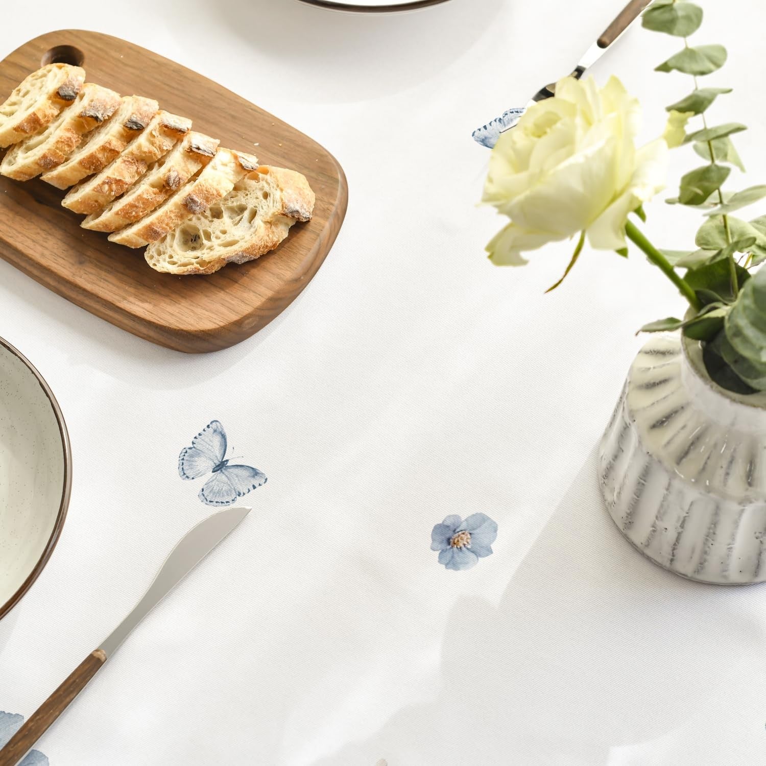 Horaldaily spring rectangular tablecloth with watercolor floral pattern, 60x120 inches, washable and ideal for spring or garden dining.