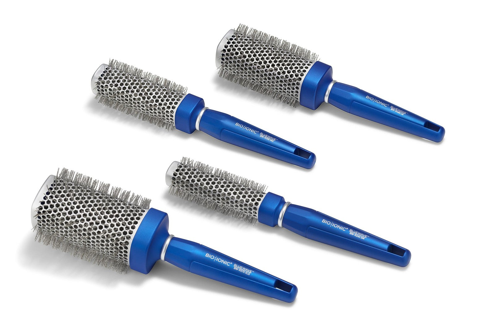 BIO IONIC BlueWave NanoIonic Conditioning Brush in medium size, showing sleek bristles and ergonomic handle for frizz-free shine.