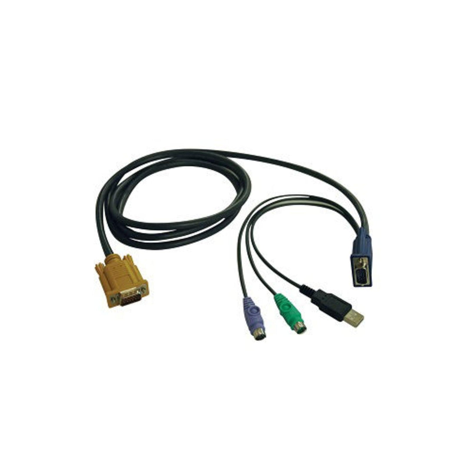 TRIPP LITE P778-010 USB PS2 KVM cable, 10ft, for select KVM switches, with USB and PS2 connectors on black cable.