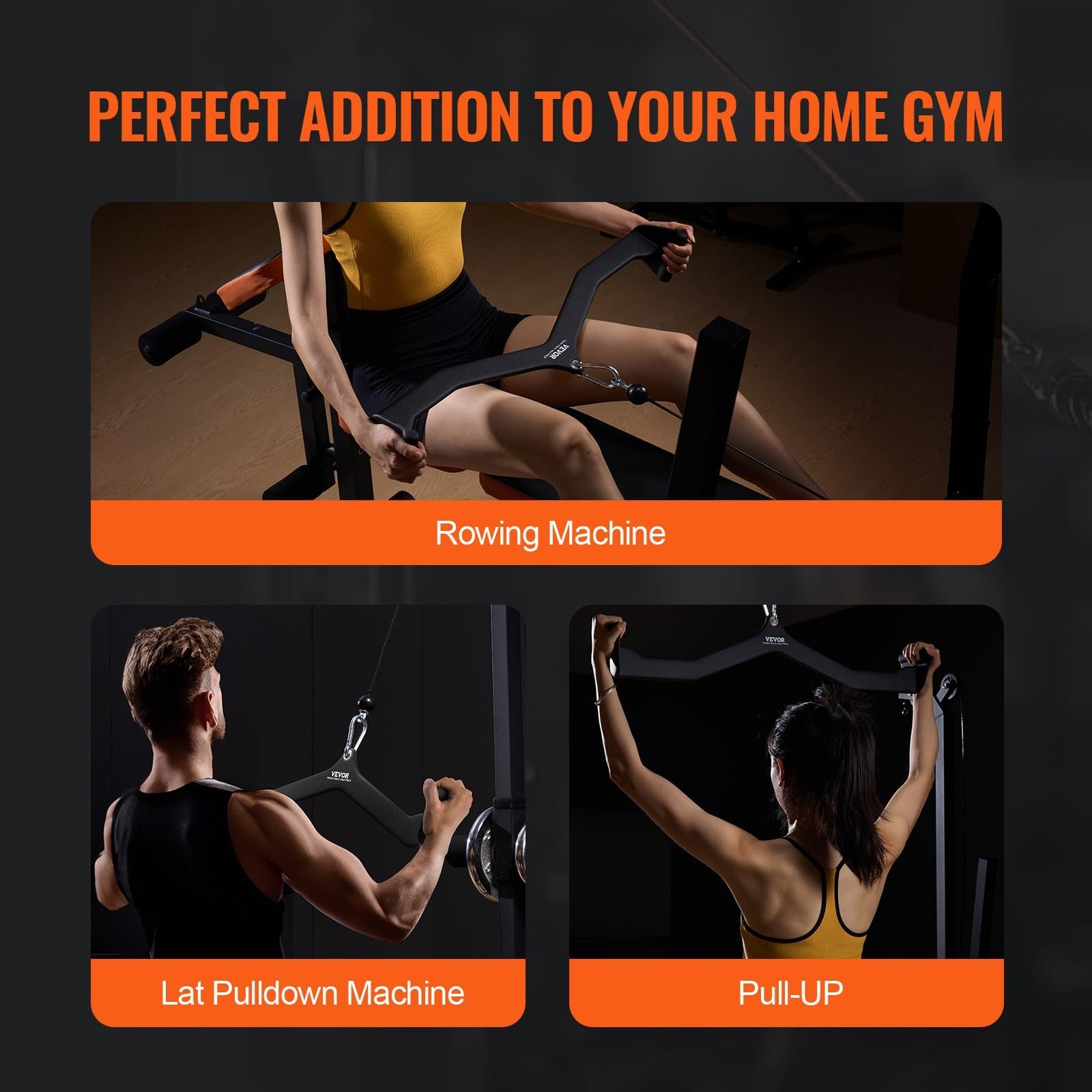VEVOR LAT pulldown attachment for cable machines, V-bar rowing and tricep pushdown, durable fitness equipment accessory