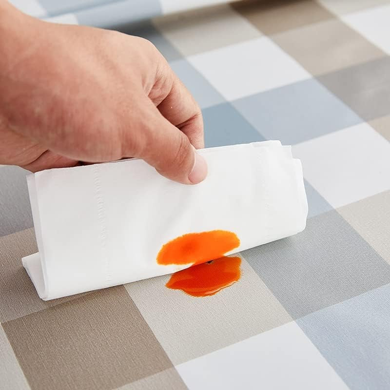 Rectangle vinyl oilcloth tablecloth by Lohascasa with wipeable waterproof Peva PVC material, ideal for protecting tables.