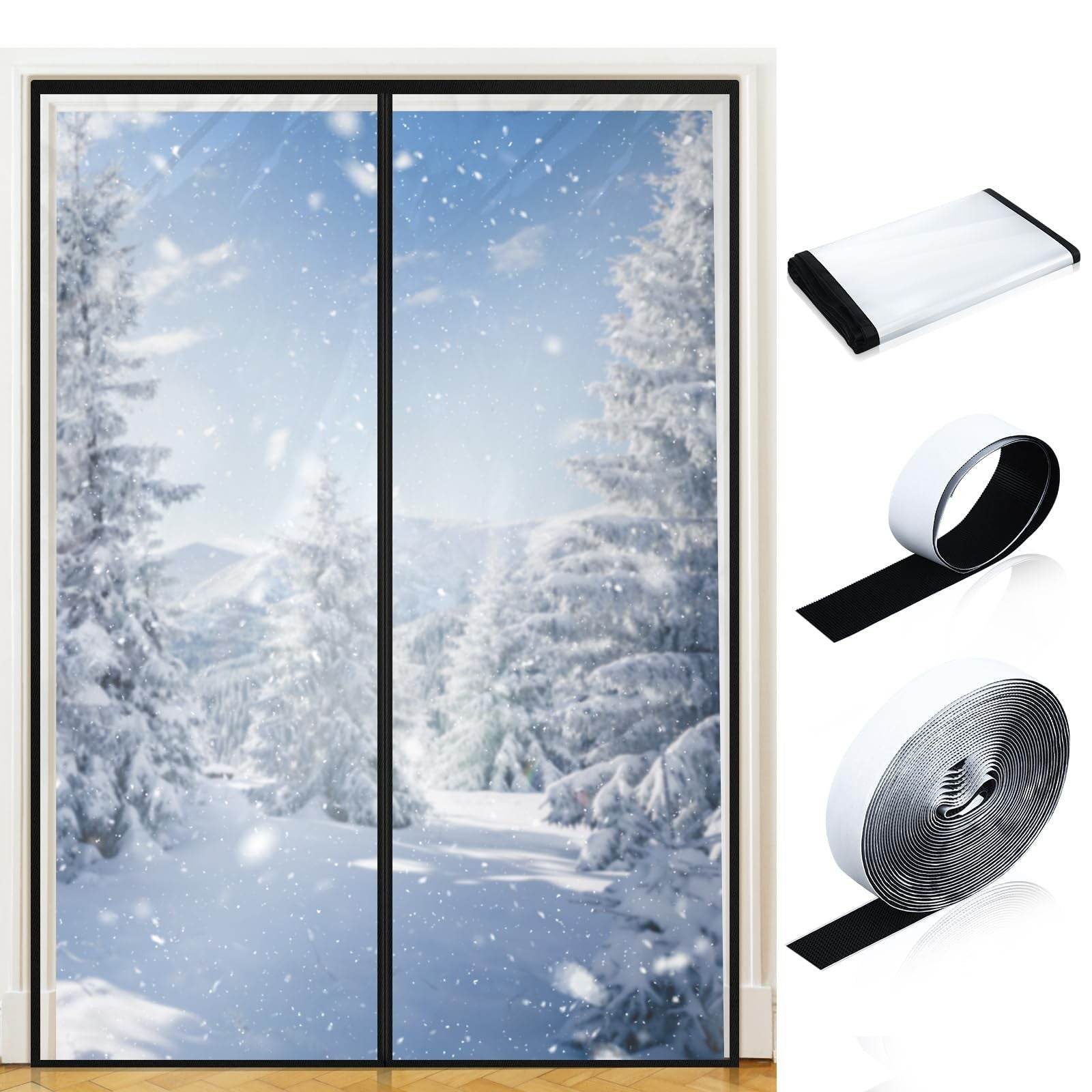 SmoothNovelty clear magnetic thermal insulated door curtain 72x80 for energy saving and temperature control