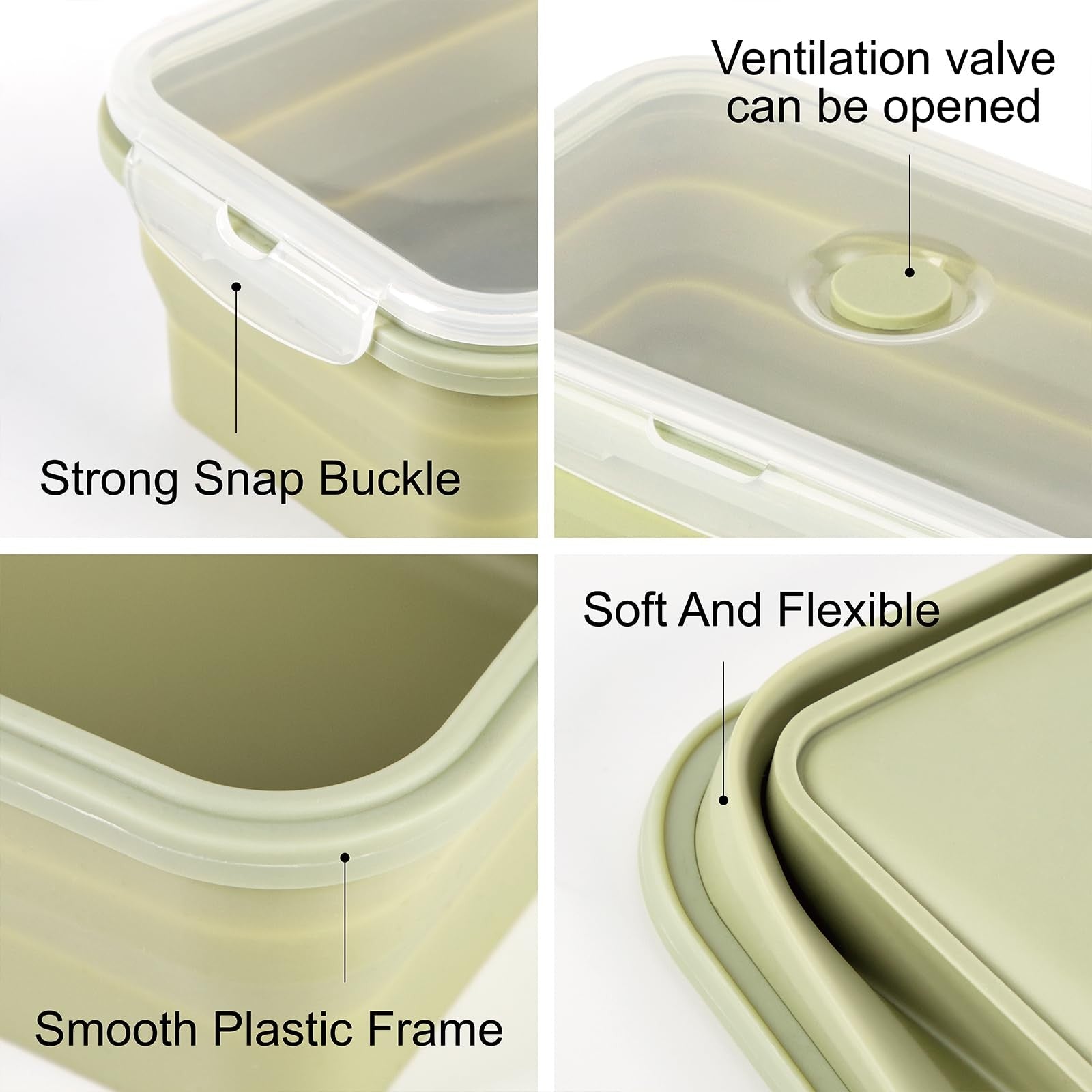 Set of four CUISITOOL silicone food storage containers with lids, 40.5oz capacity, ideal for meal prep and food storage.
