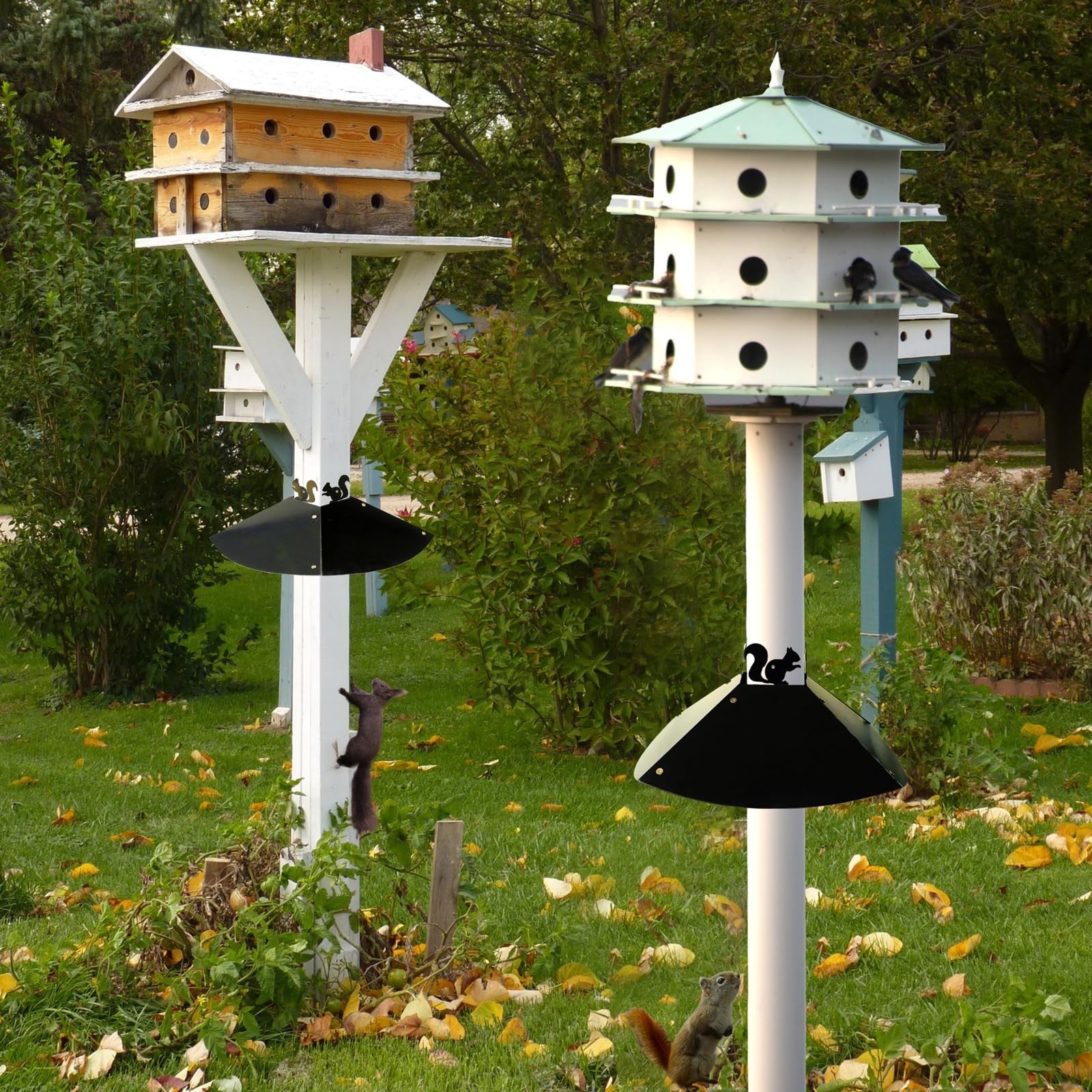 RELIY metal squirrel baffle for 4x4 post, 18-inch outdoor wood bird feeder baffle to prevent squirrel access.