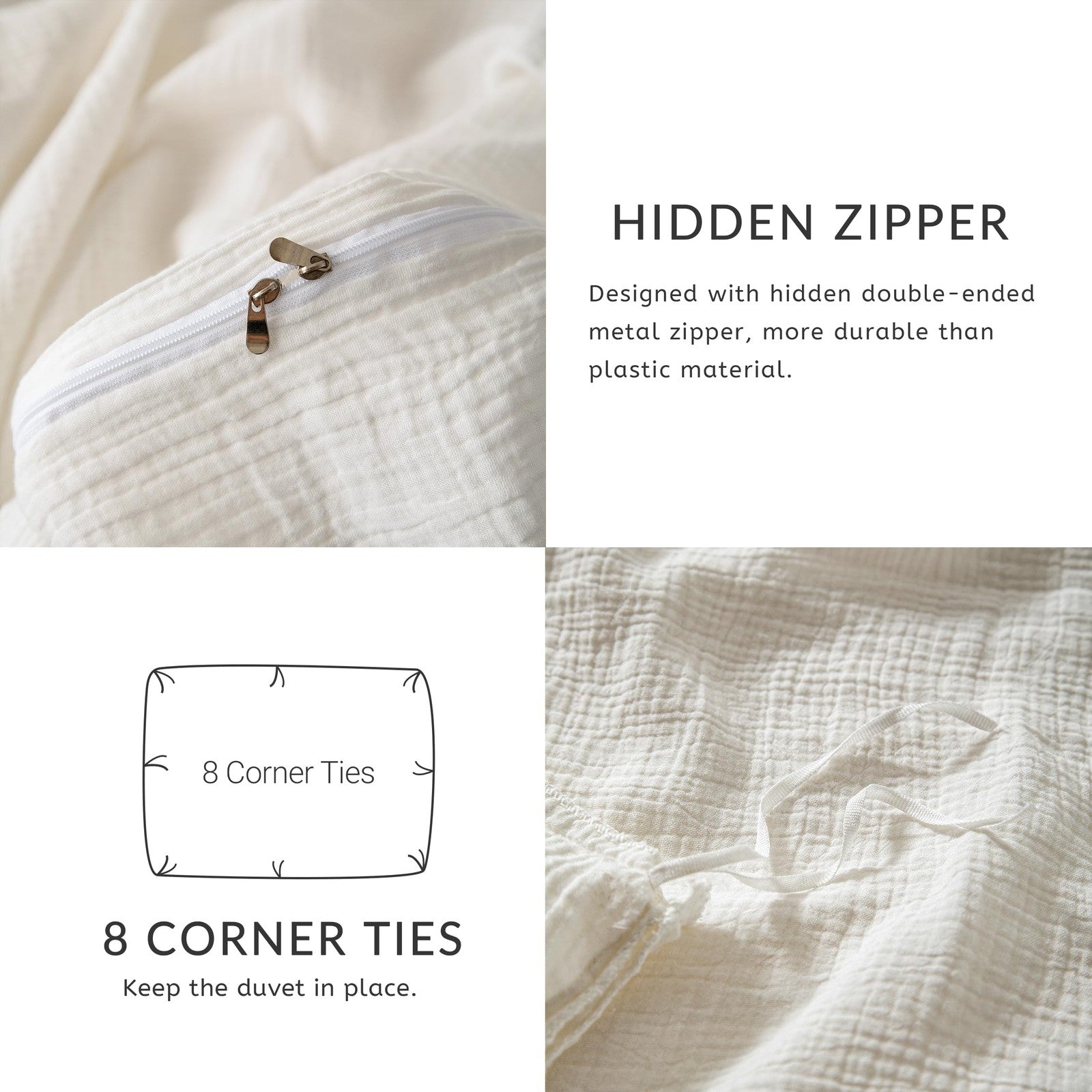 California king size Agsit muslin duvet cover set in 100% washed cotton, shown in soft, lightweight fabric with a subtle textured finish.
