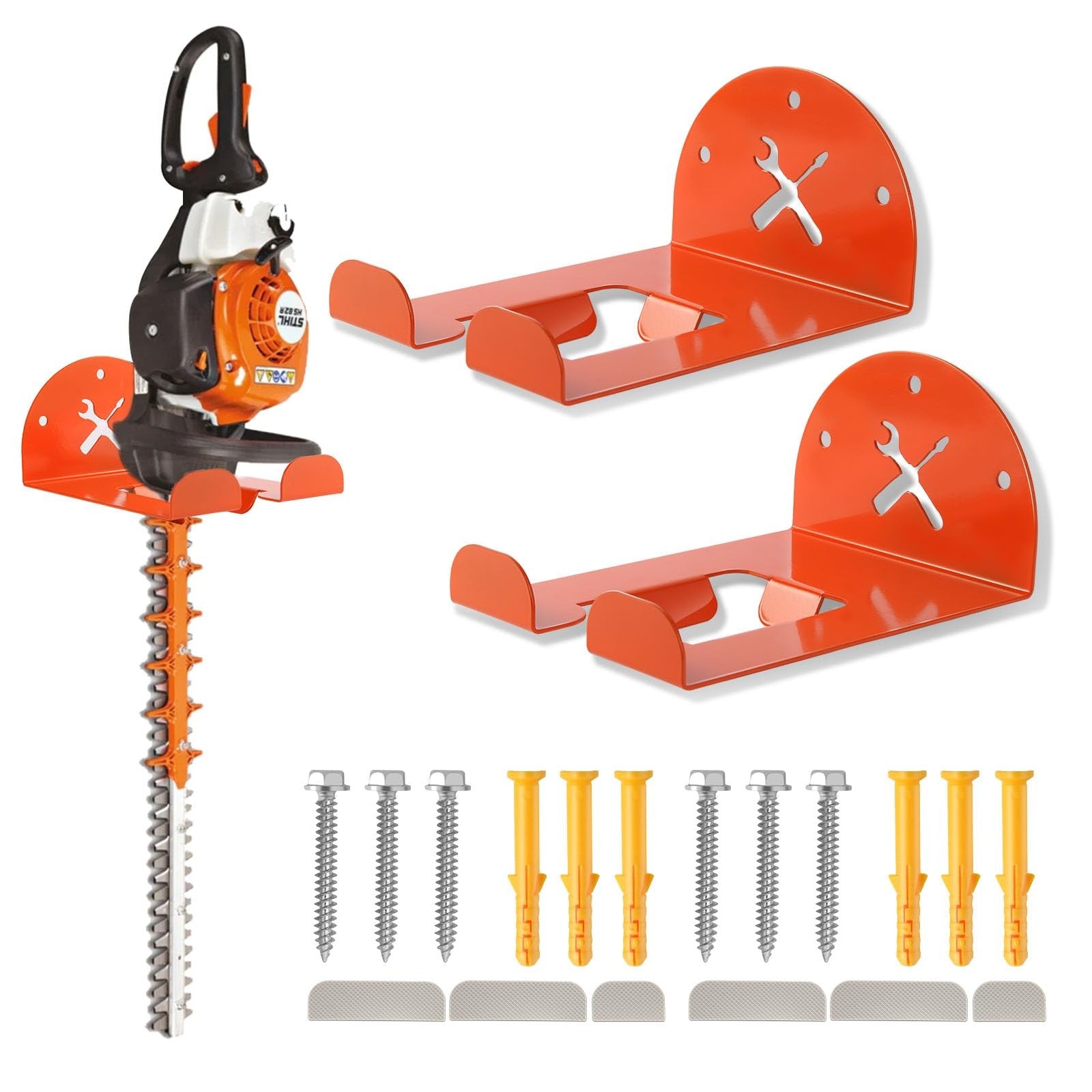 Heavy duty weed eater trimmer rack wall mount by iulrtba, 8-inch garage hanger for storing garden tools securely.