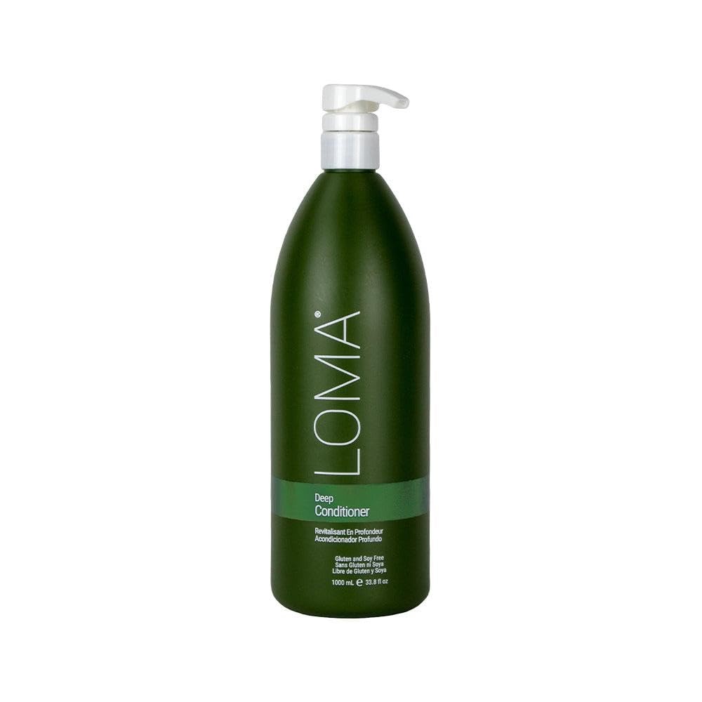 Loma Hair Care Deep Conditioner bottle, 33.8 fl oz, with a sleek design and label showing product name and brand.