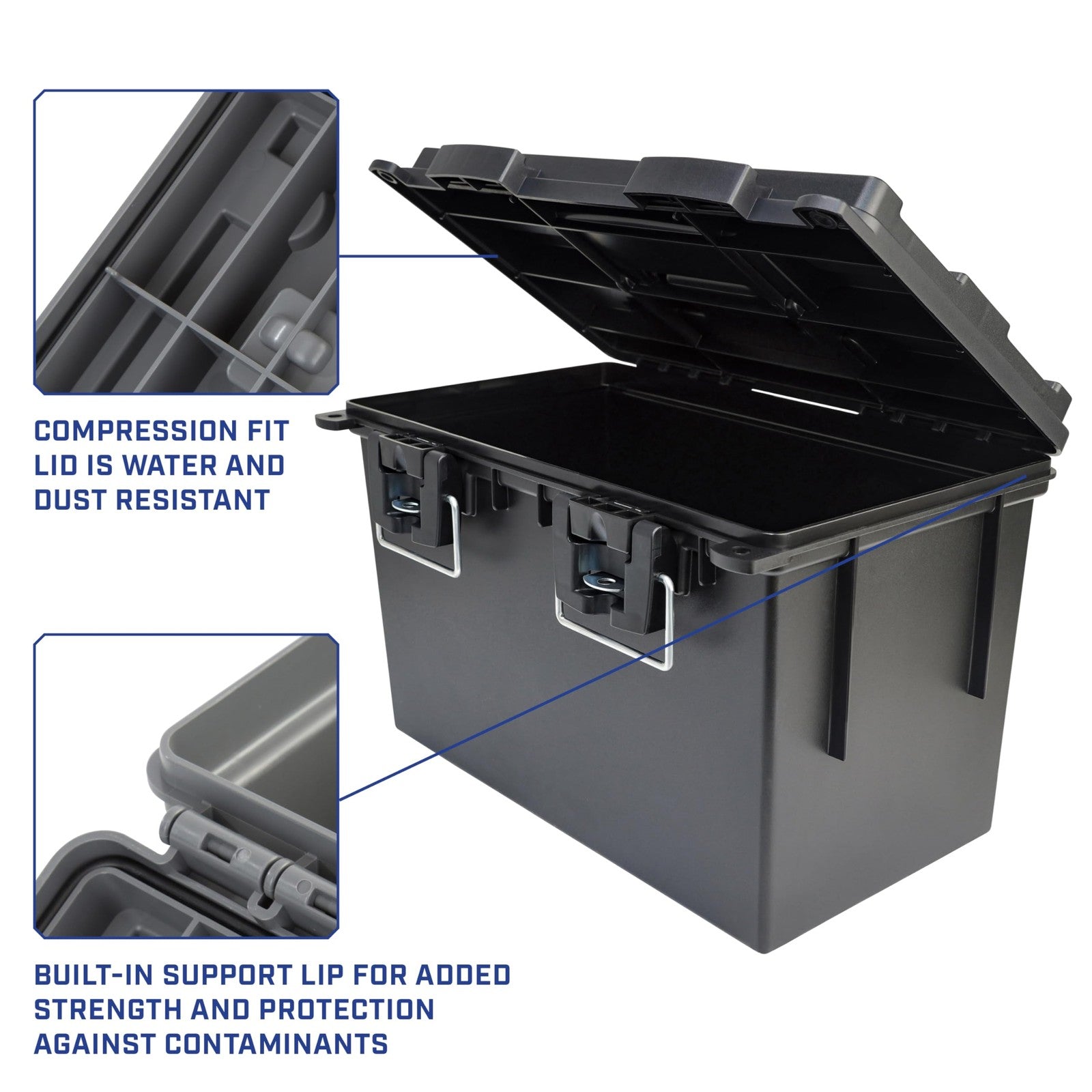 Set of two Sheffield XL storage bins with lids, stackable plastic containers for organizing home or office spaces.