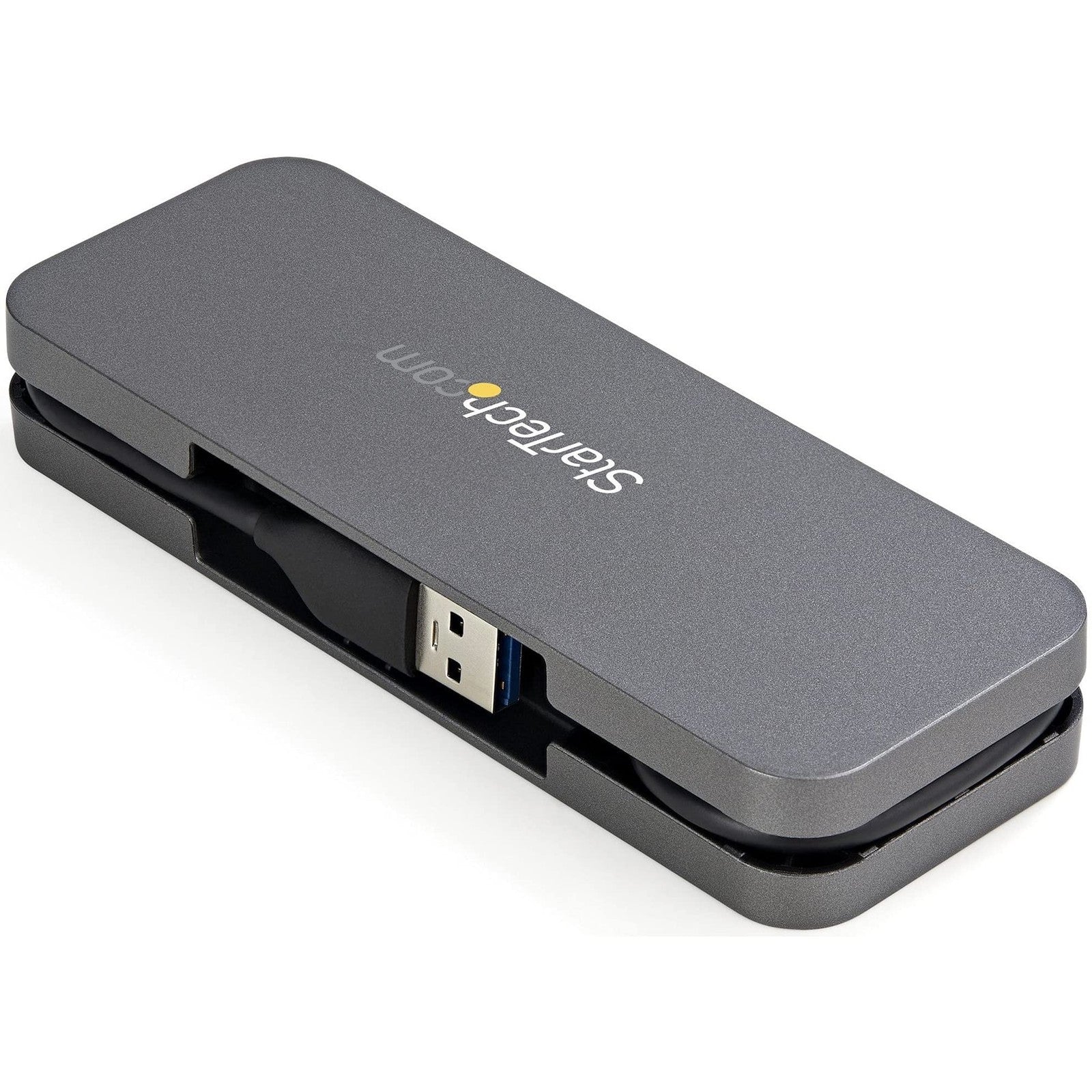 StarTech.com 4-port USB 3.0 hub with USB-A ports, compact and portable design, supports SuperSpeed 5Gbps data transfer