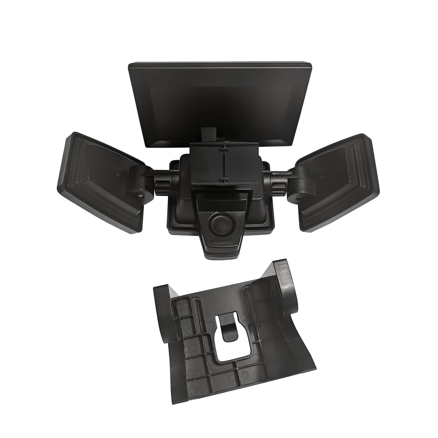 TOOLLESS AMS1971 1000-lumen gutter-mount triple-head solar security light with adjustable heads and mounting bracket.