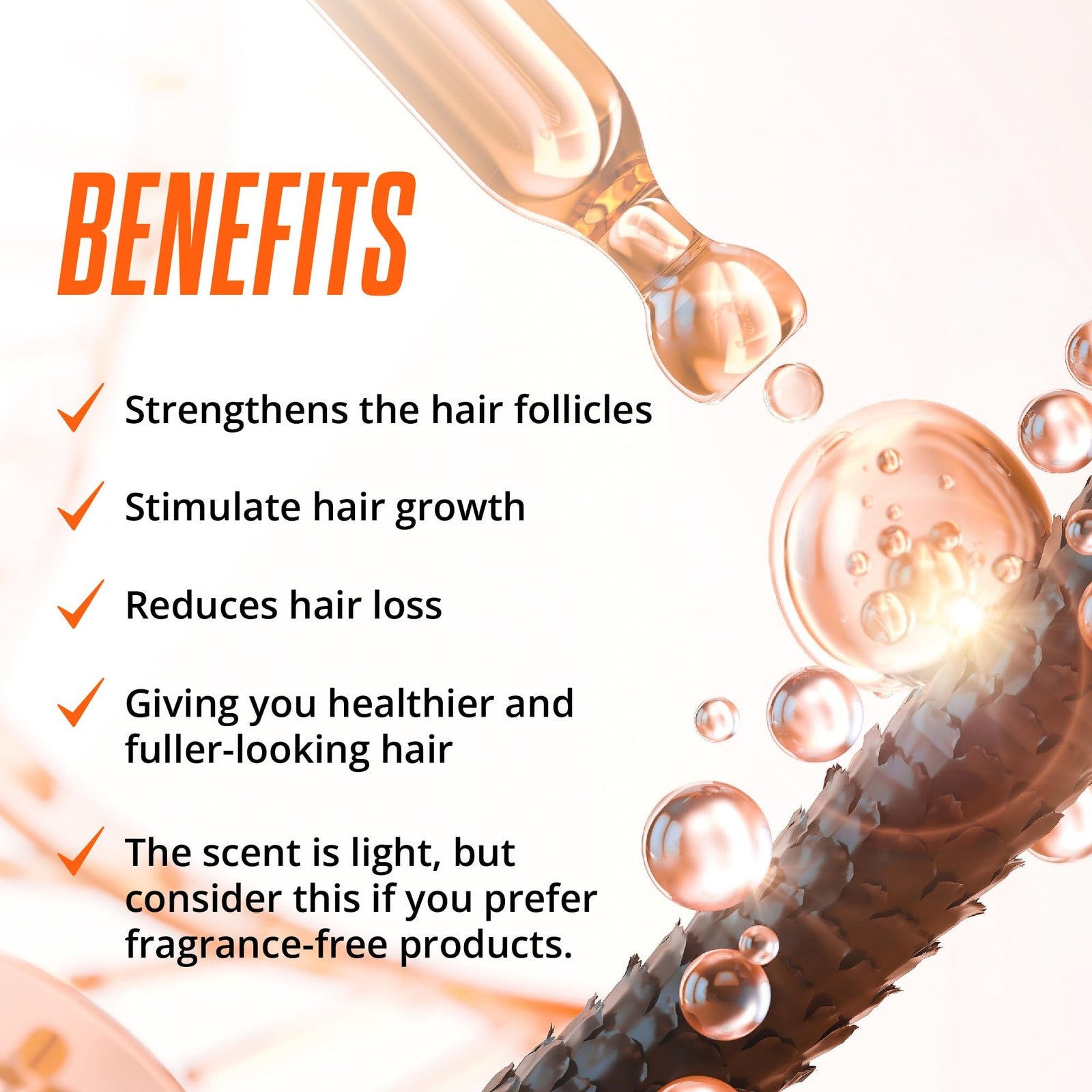 ABERA Hair Growth Serum bottle for natural hair regrowth, shown with serum applicator and hair strands on a white background.
