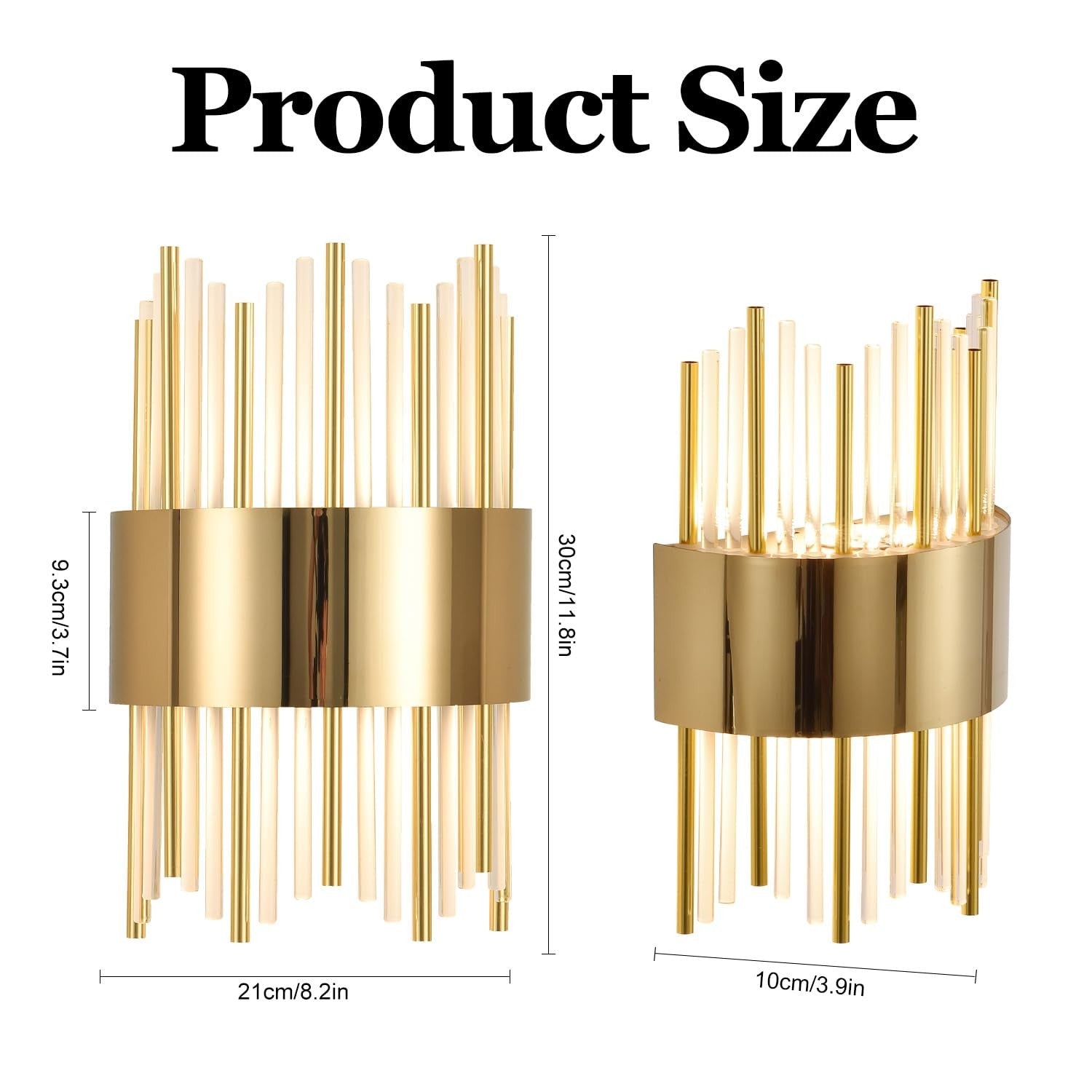 Modern gold wall sconce with crystal accents and LED dimmable lighting, designed for stylish interior wall decoration.