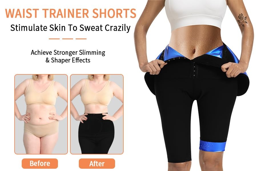 QZSH women's sauna pants, high-waist slimming leggings for workout and training, made of sweat-enhancing fabric.