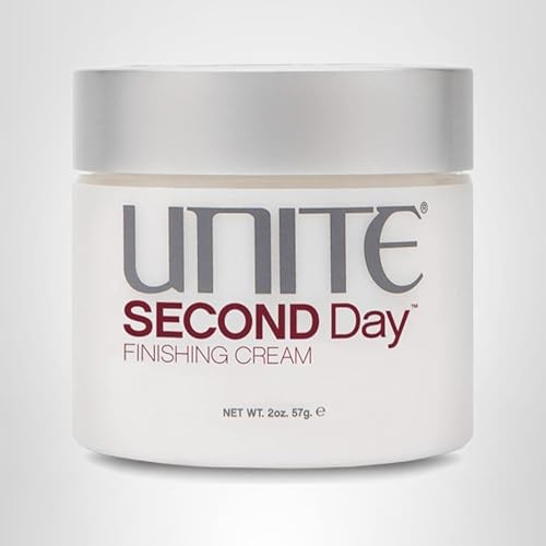 UNITE Hair Second Day Texturizing Finishing Cream applied to styled hair with a natural, tousled look and soft, matte finish.